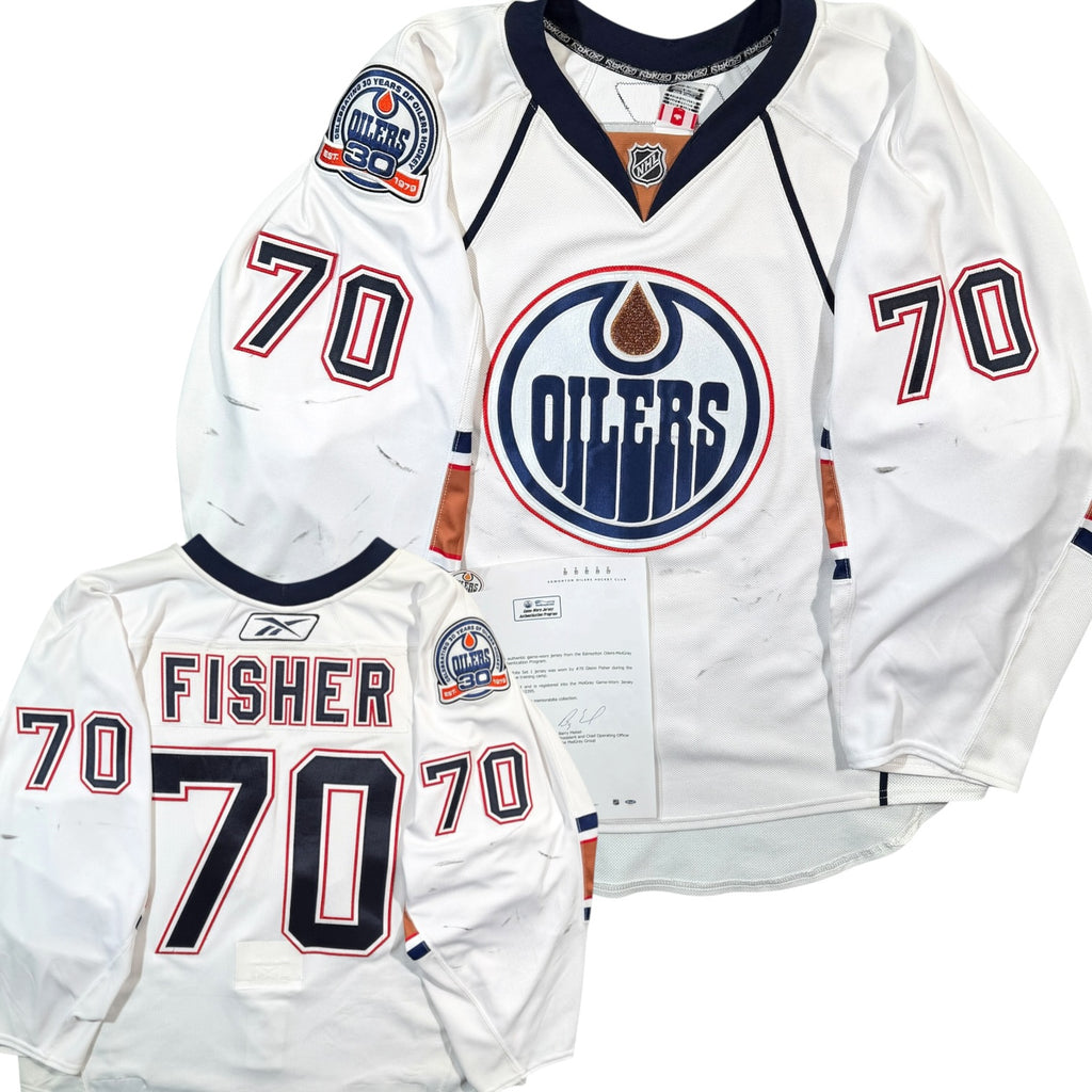 Glenn Fisher Edmonton Oilers 2008/09 Pre Season Game Worn Reebok NHL Jersey