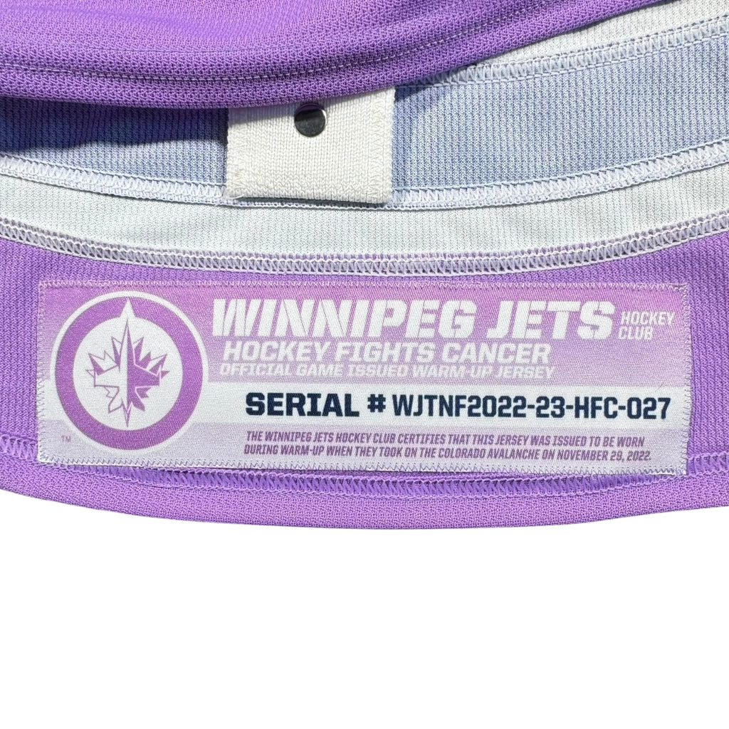 Michael Eyssimont Winnipeg Jets Hockey Fights Cancer 2022 NHL MIC Game/Warm Up Worn Jersey
