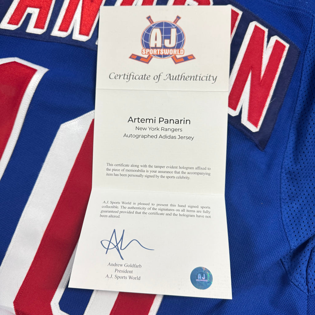 Artemi Panarin New Yor Rangers Adidas Autographed NHL Hockey Jersey Size 54 XL