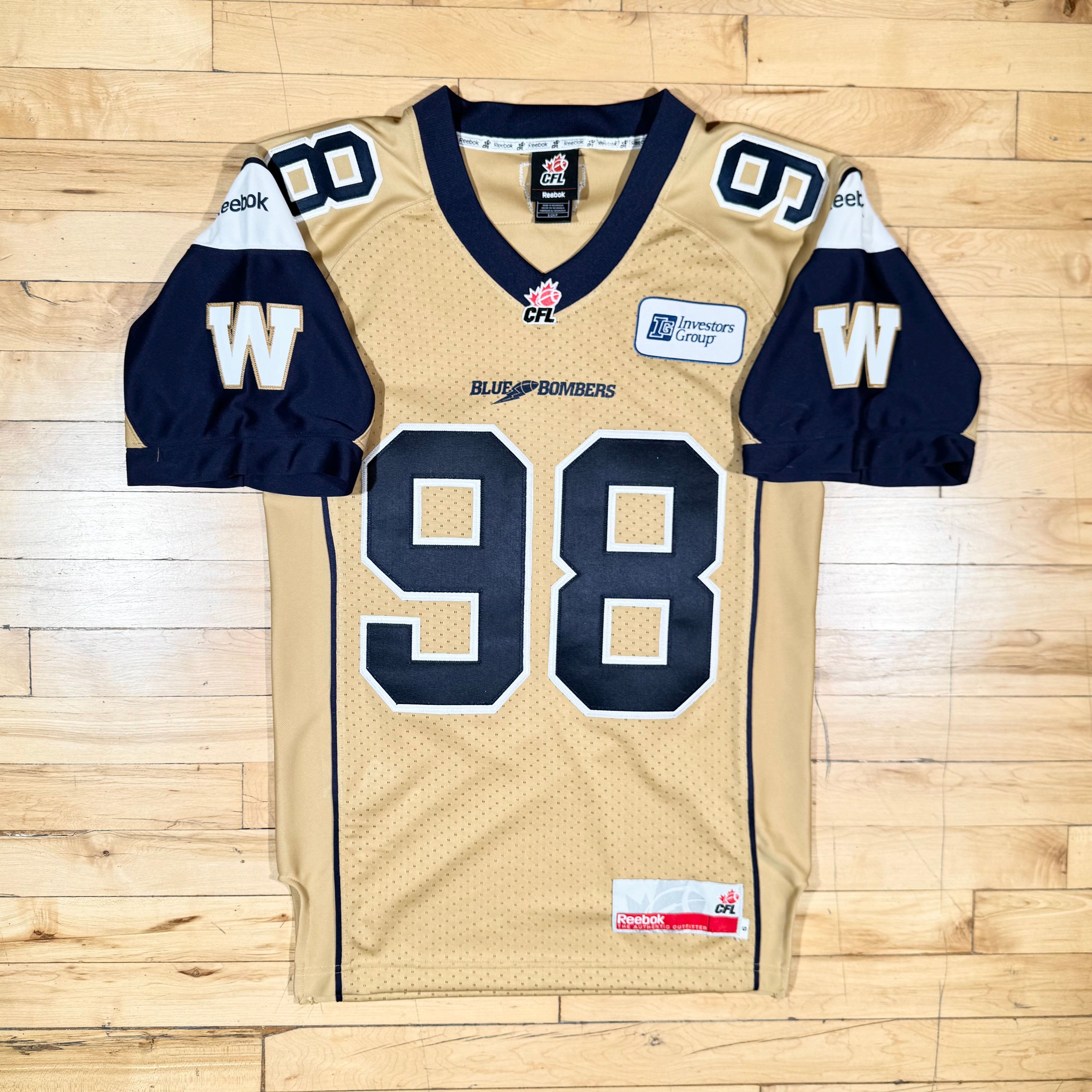 Jason Vega Winnipeg Blue Bombers Vintage Reebok Signed CFL Jersey Size Small