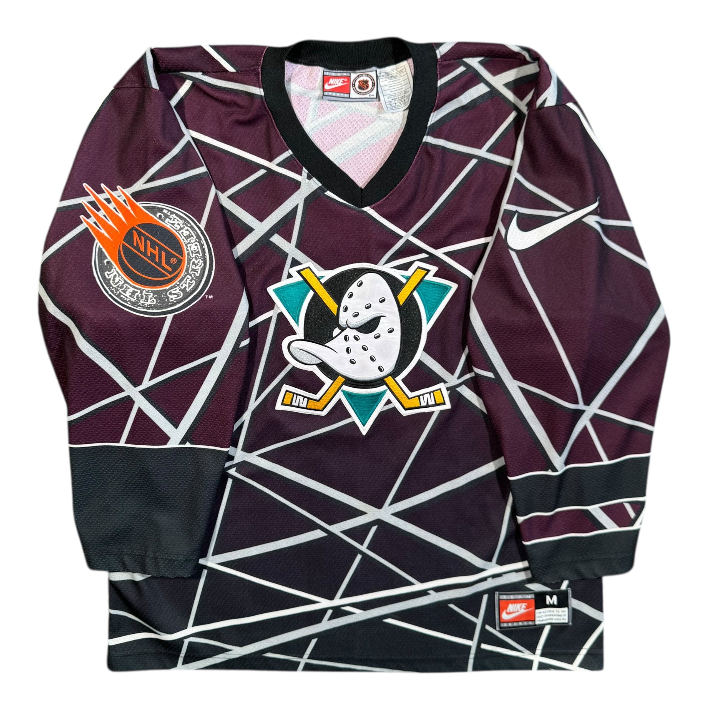 Anaheim Ducks Vintage Nike AOP Hockey NHL Jersey Size Medium RARE