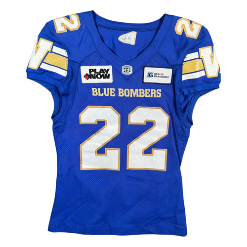 Alden Darby Jr Winnipeg Blue Bombers 2022 Game Worn Adidas CFL Jersey