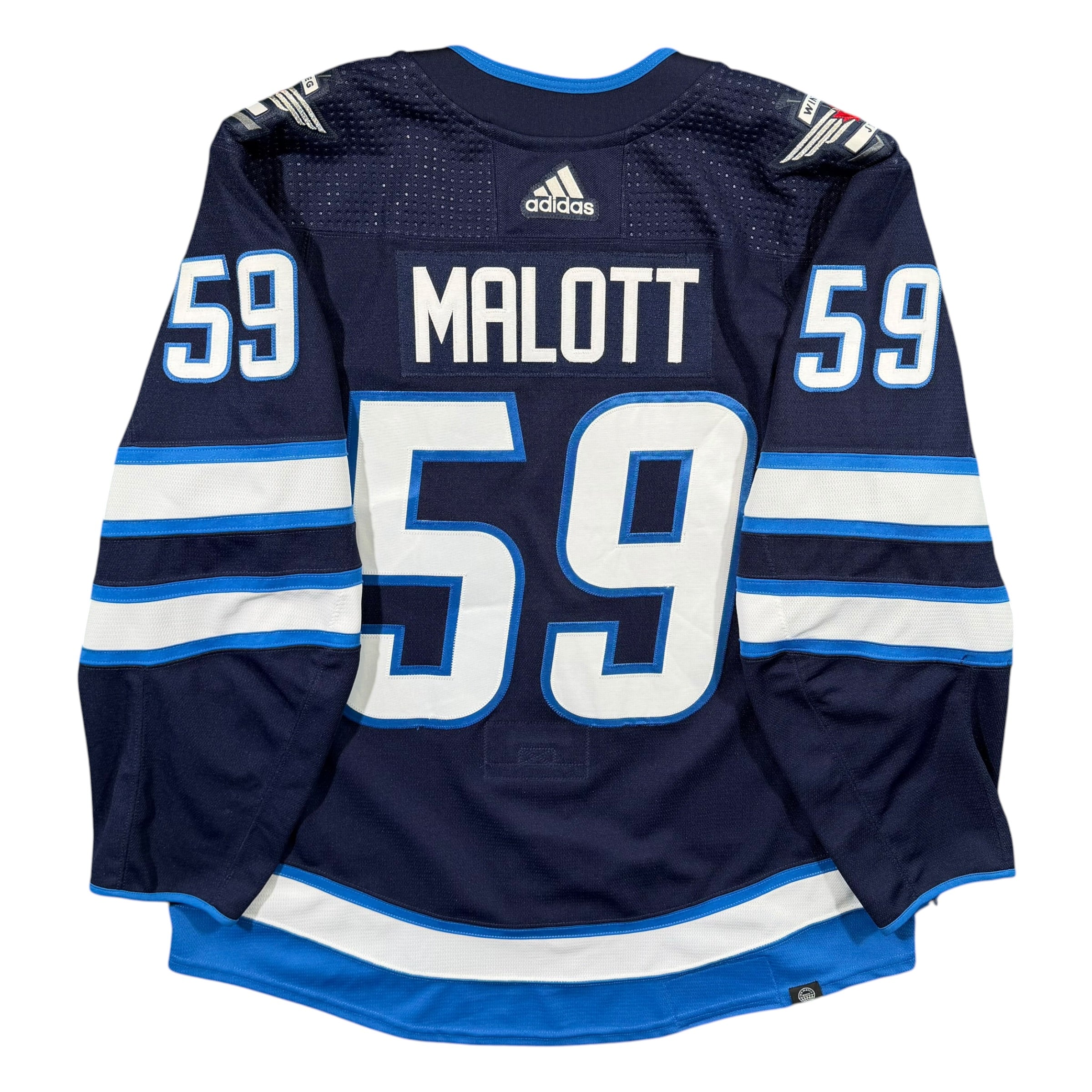 Jeff Malott Winnipeg Jets 2023/24 Game Worn Adidas NHL Jersey COA