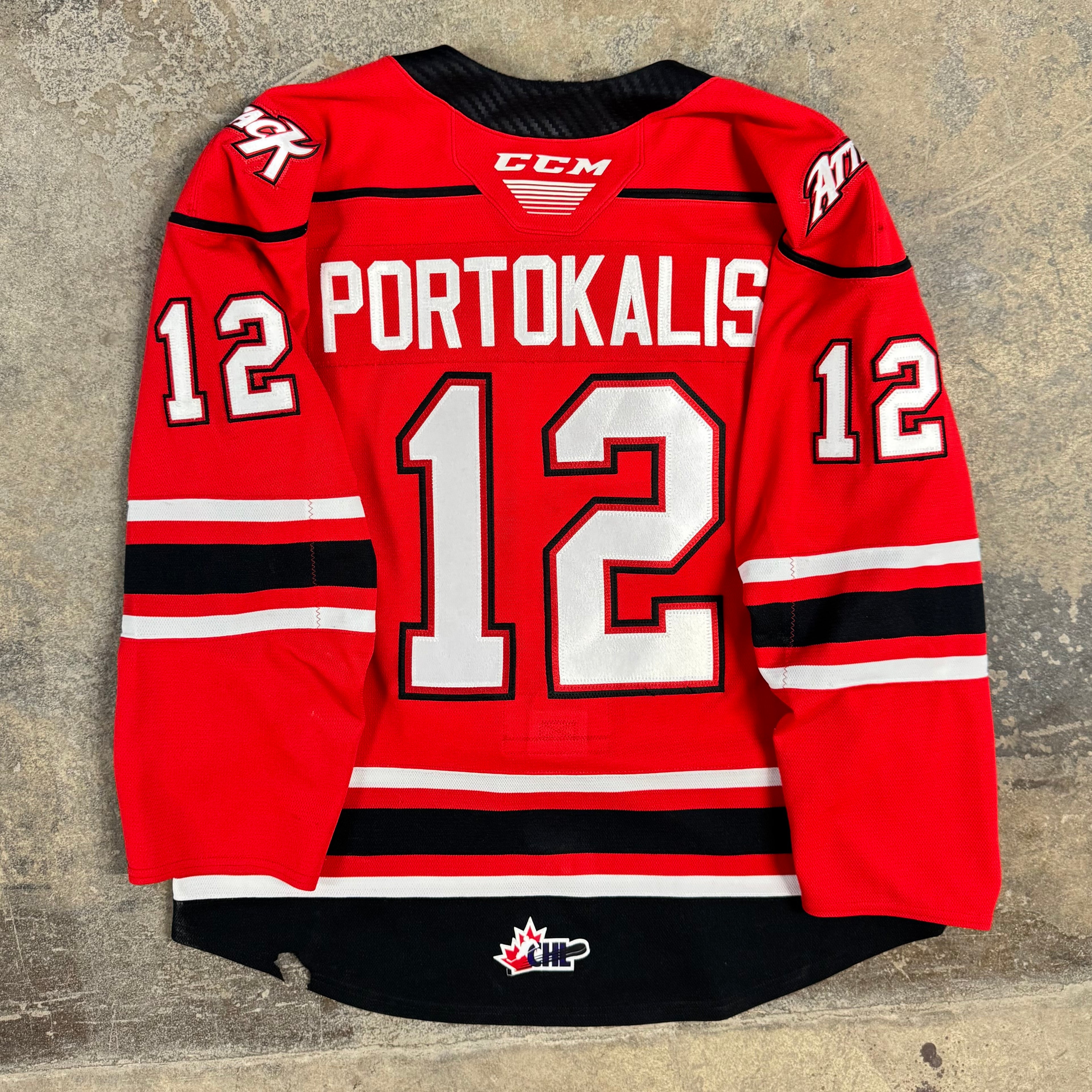 William Portokalis Owen Sound Attack 2021-22 Game Worn OHL CCM Hockey Jersey COA
