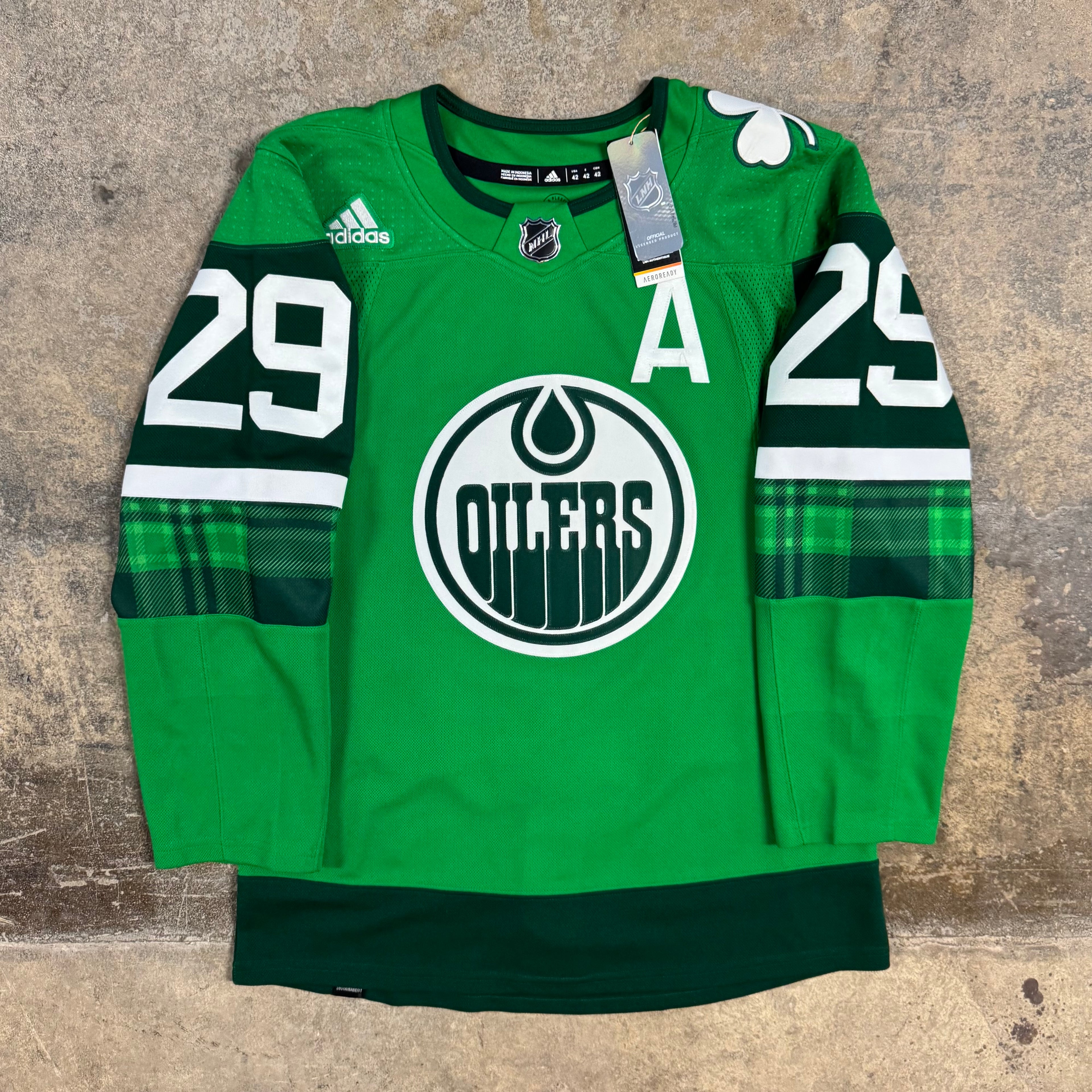 Leon Draisaitl Edmonton Oilers St. Patrick’s Day Adidas NHL Jersey Size 42 XXS