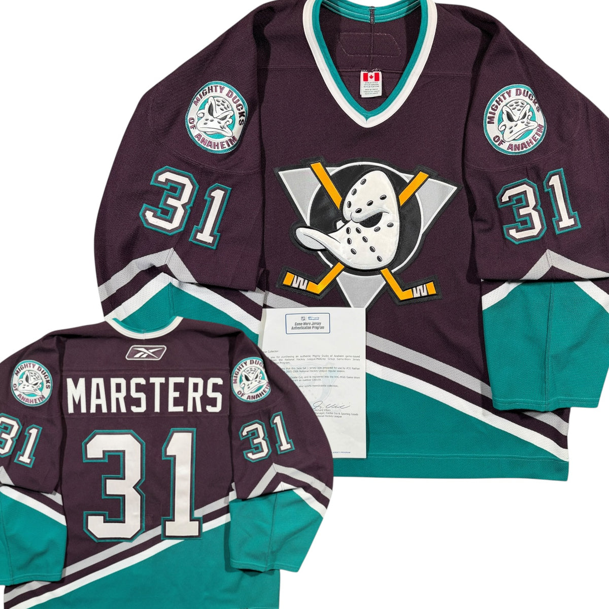 Nathan Marsters Anaheim Ducks 2005/06 Game Issued Reebok NHL Jersey COA