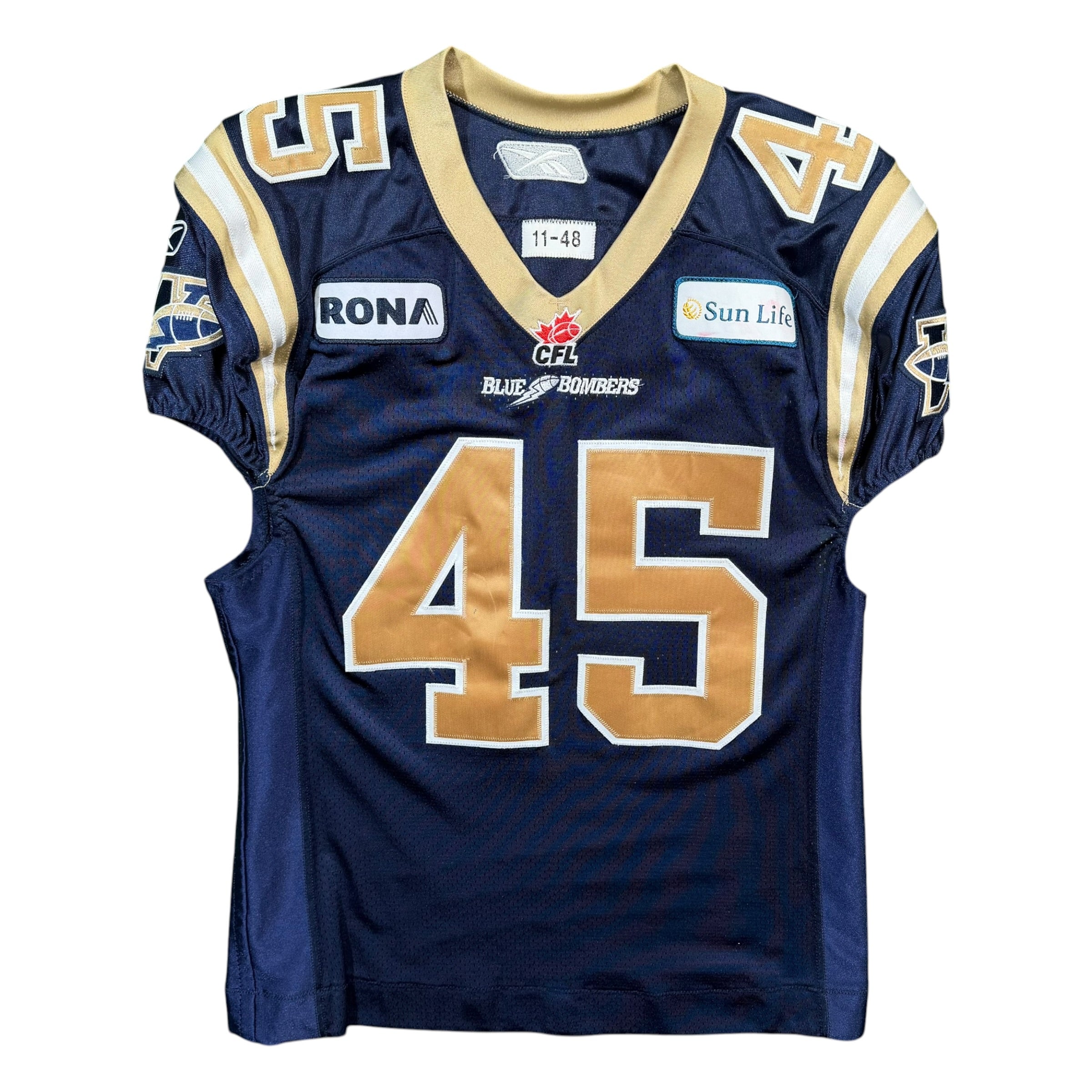 Rodney Fritz Winnipeg Blue Bombers 2011 Game Worn Reebok CFL Jersey