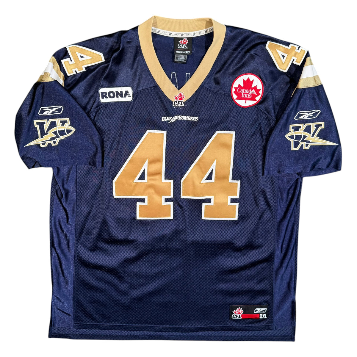 Tom Canada Winnipeg Blue Bombers Vintage Reebok CFL Jersey Size XXL