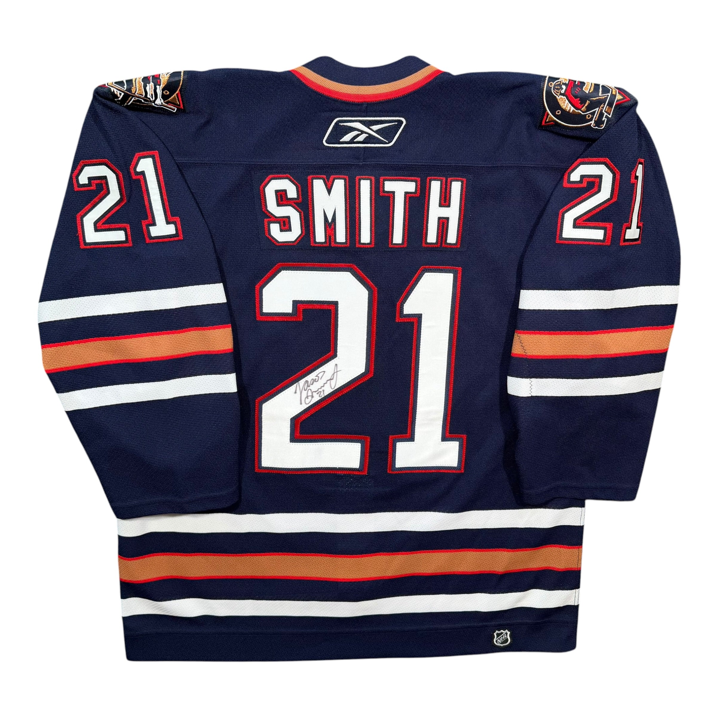 Jason Smith Edmonton Oilers Vintage Reebok Authentic Signed MIC NHL Jersey - 52/XL