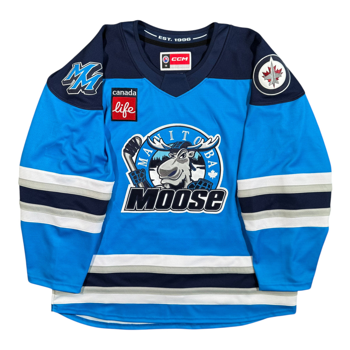 Manitoba Moose Alternate Team Issued CCM AHL Jersey Size 56 STRIPPED