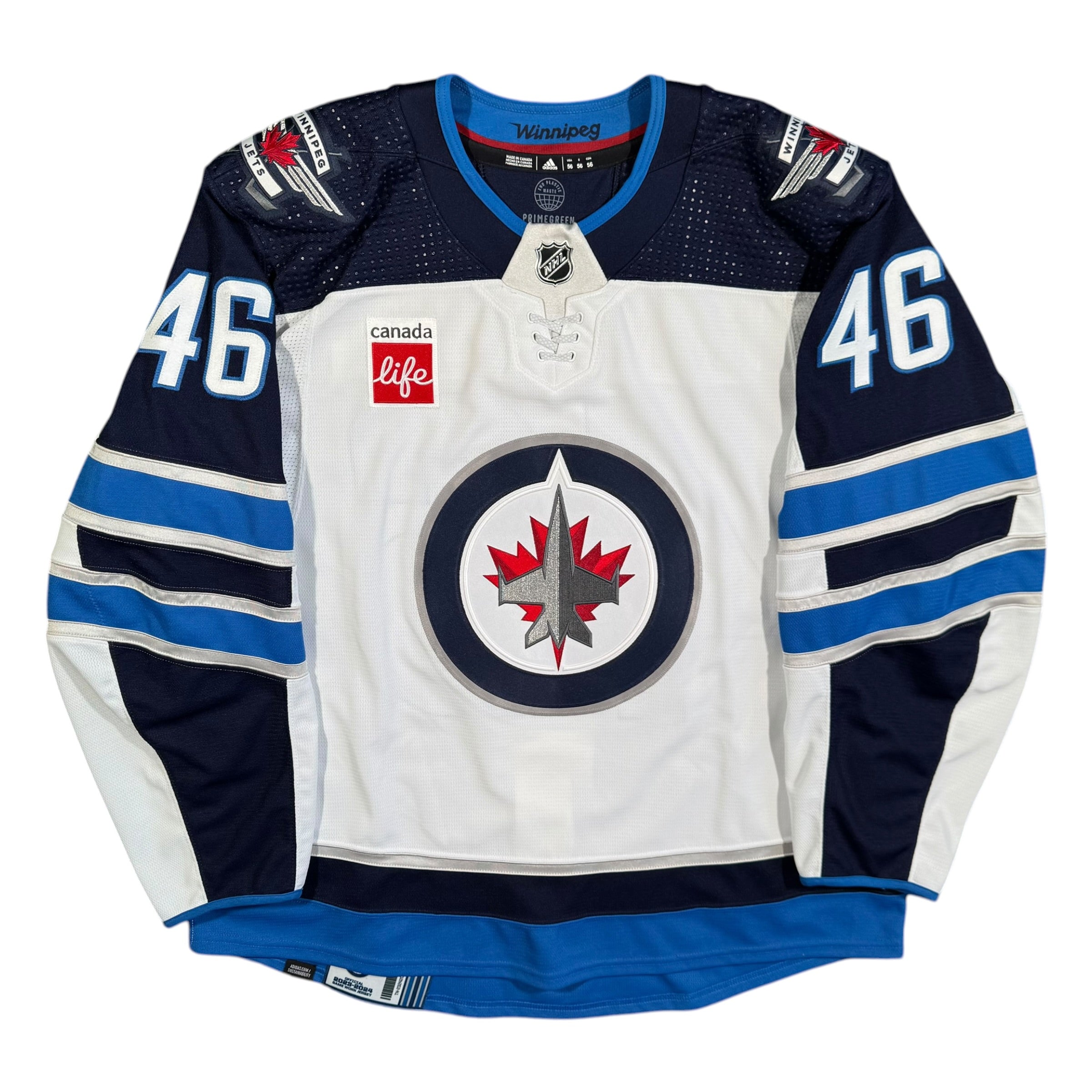 Wyatt Bongiovanni Winnipeg Jets 2023/24 Pre Season Game Worn NHL Adidas Jersey