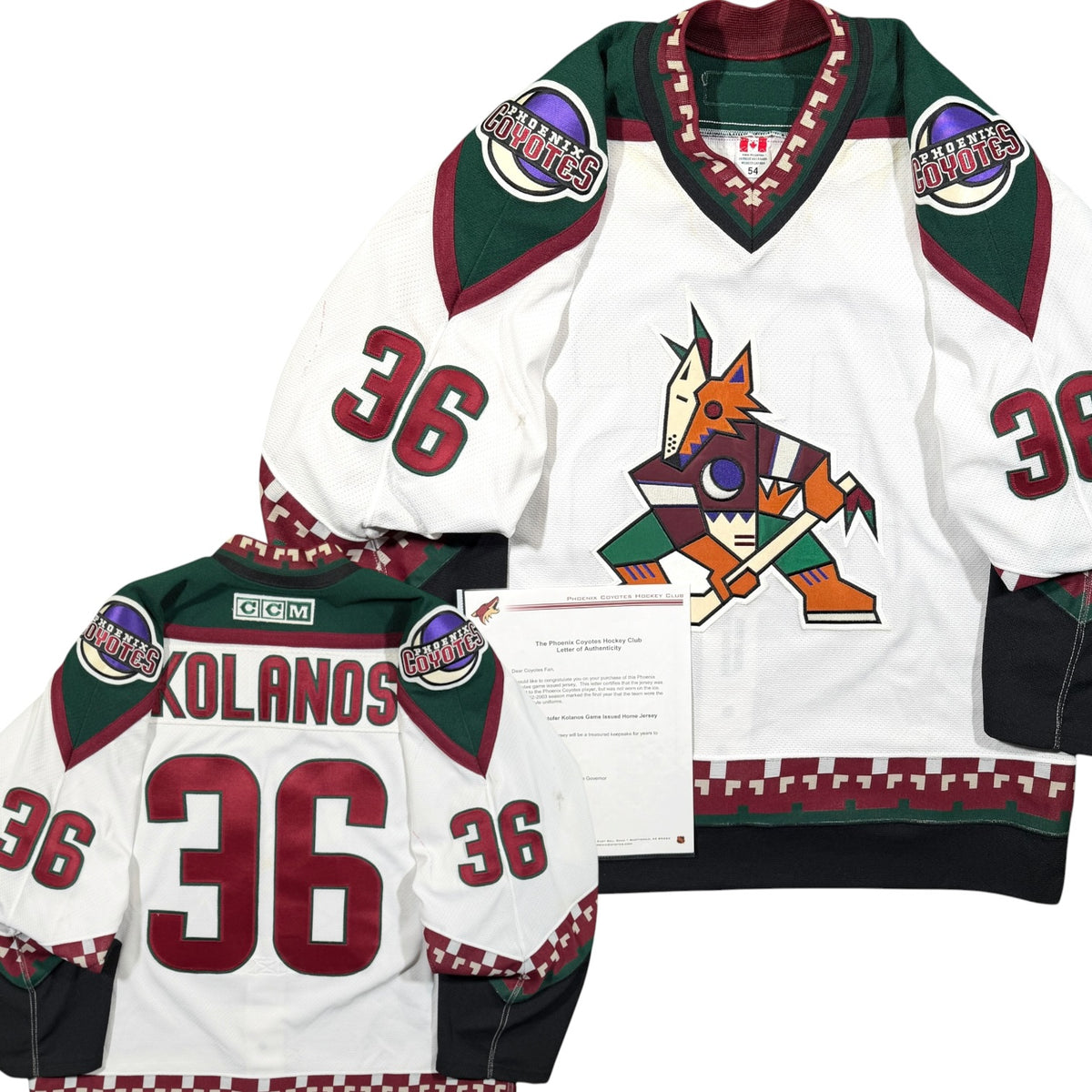 Krys Kolanos Phoenix Coyotes 2002/03 Game Issued CCM NHL Jersey COA