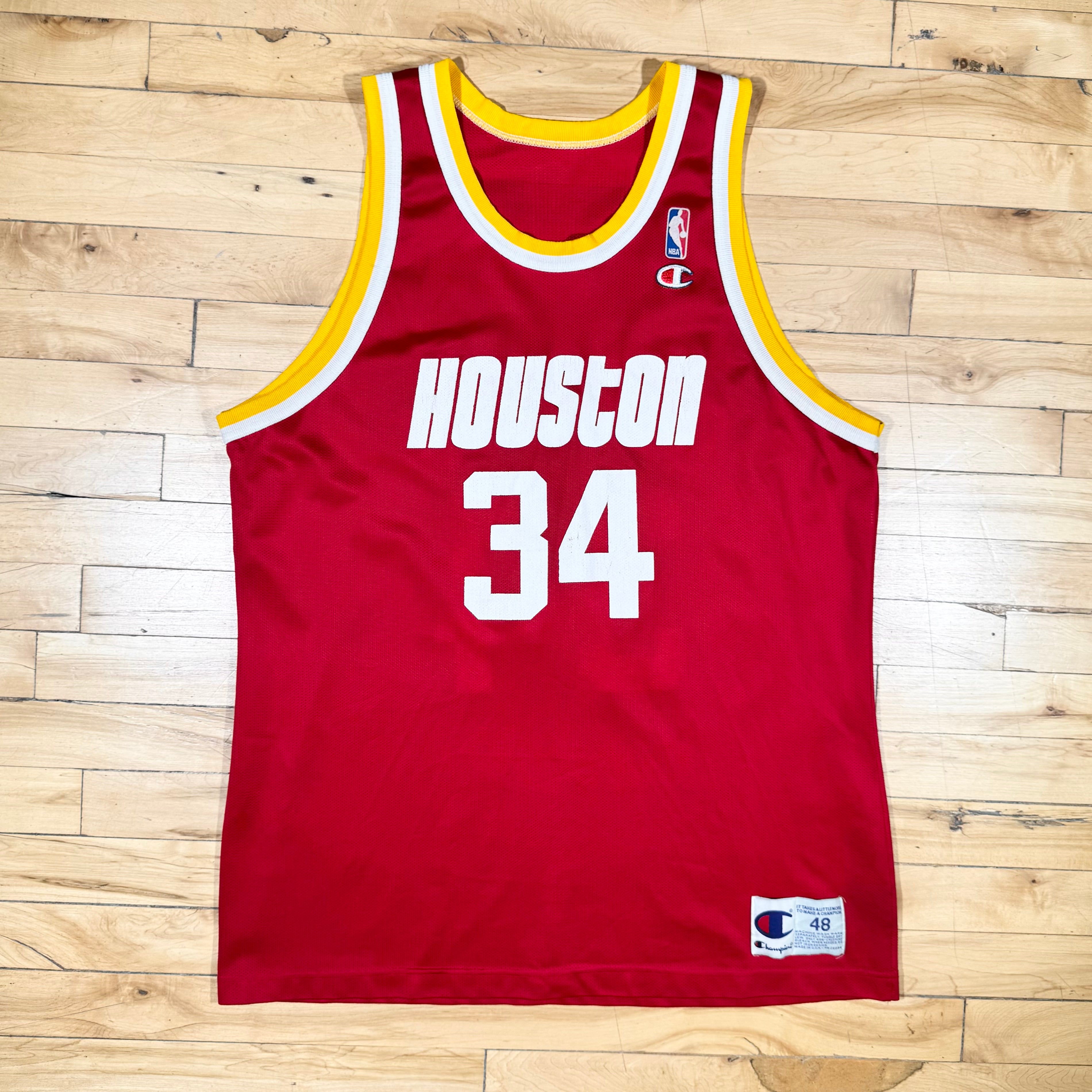 Hakeem Olajuwon Houston Rockets Vintage Champion NBA Jersey Size 48 XL