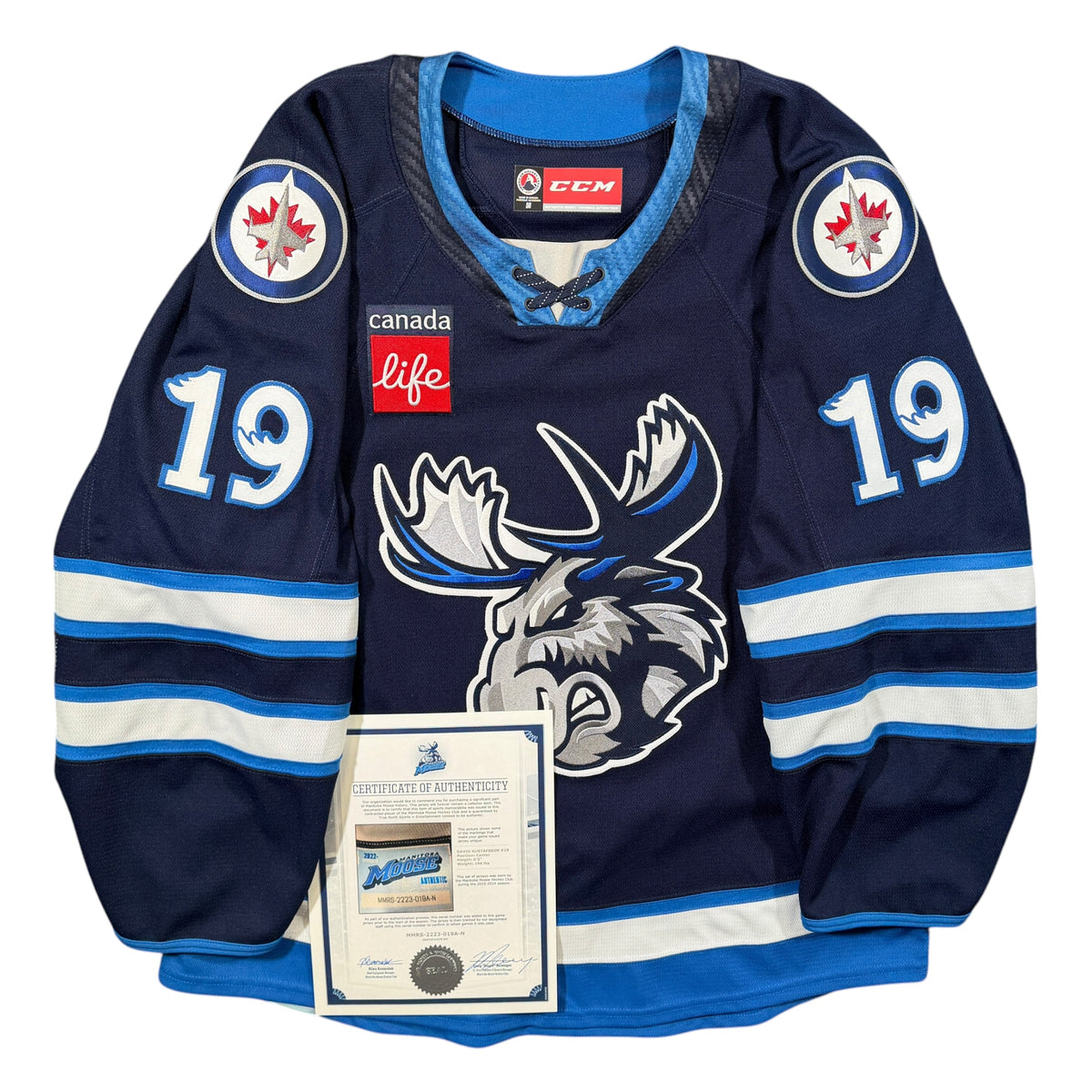 David Gustafsson Manitoba Moose 2023/24 Game Issued CCM AHL Jersey COA