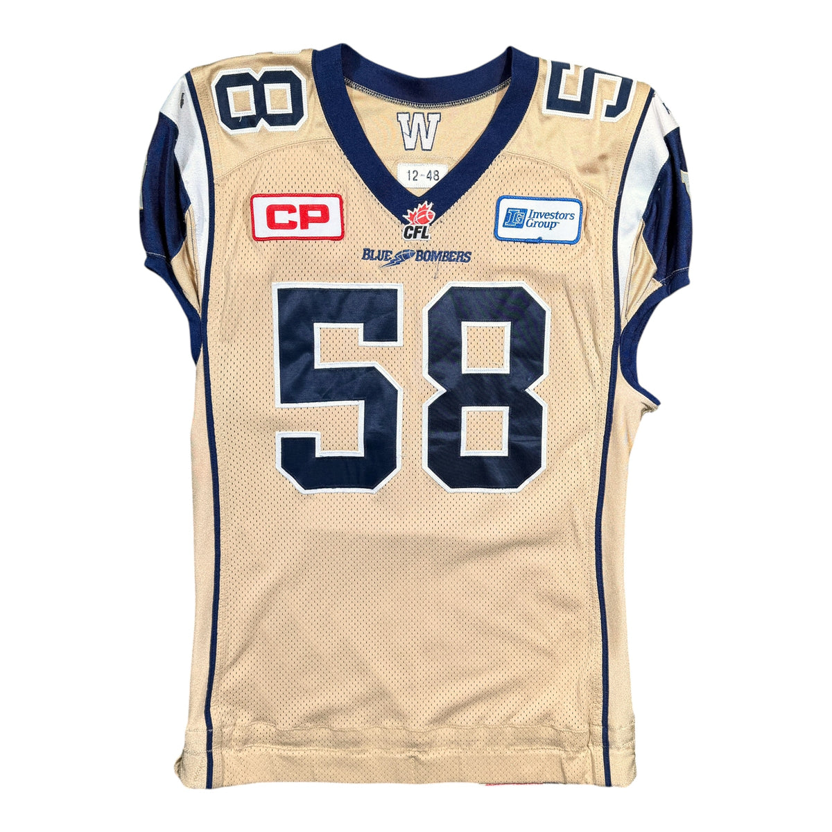 Selvish Capers Winnipeg Blue Bombers 2015 Game Worn Reebok CFL Jersey