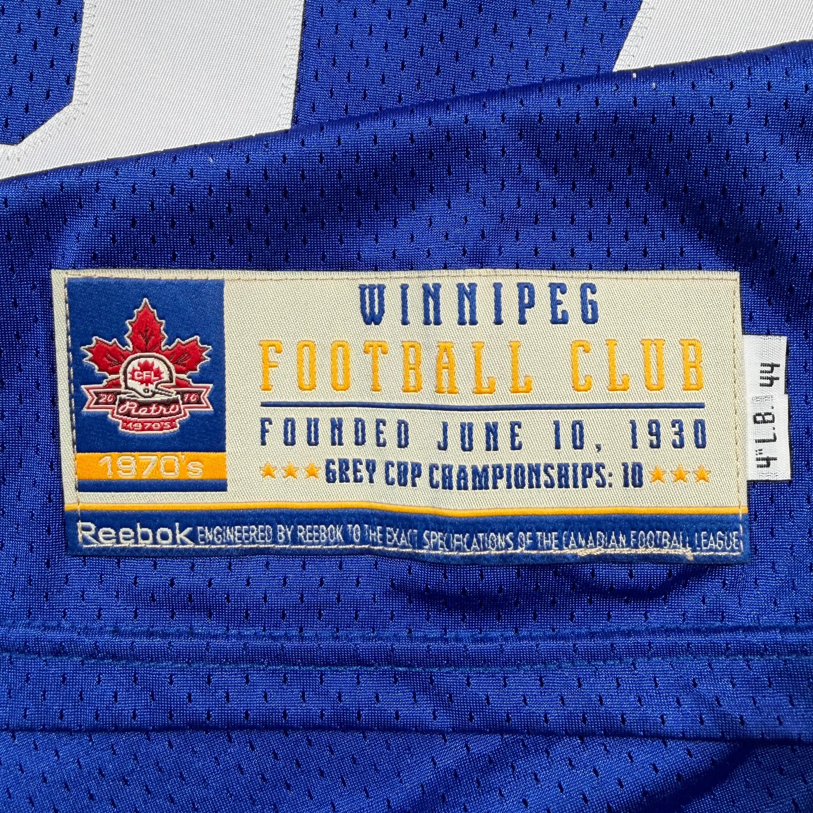 Doug Brown Winnipeg Blue Bombers 70’s Retro Team Issued CFL Jersey