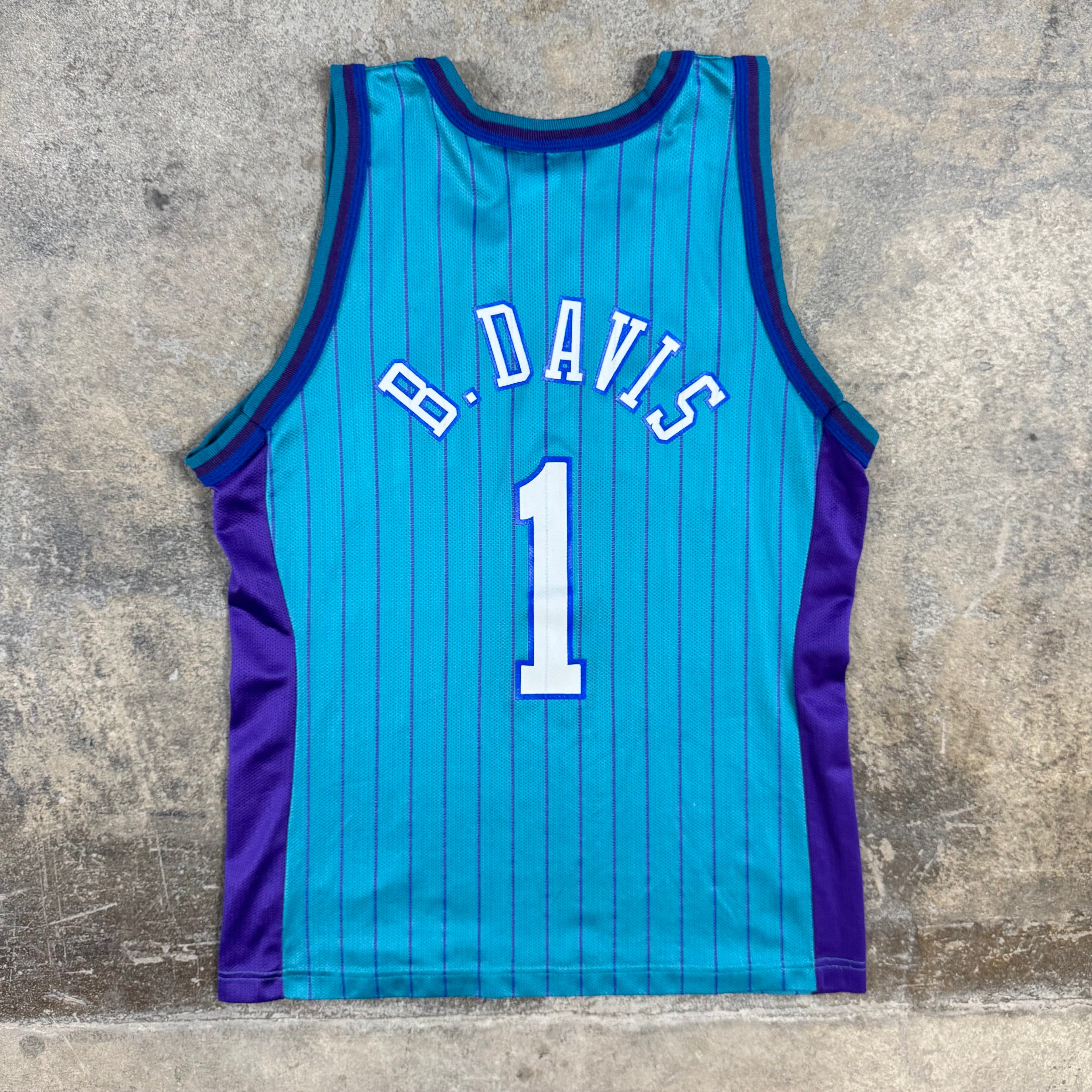 Baron Davis Charlotte Hornets Vintage Champion Pinstripe NBA Jersey Size Medium