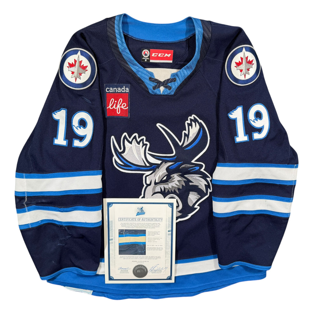 Nikita Chibrikov Manitoba Moose 2023/24 Game Worn CCM AHL Jersey COA