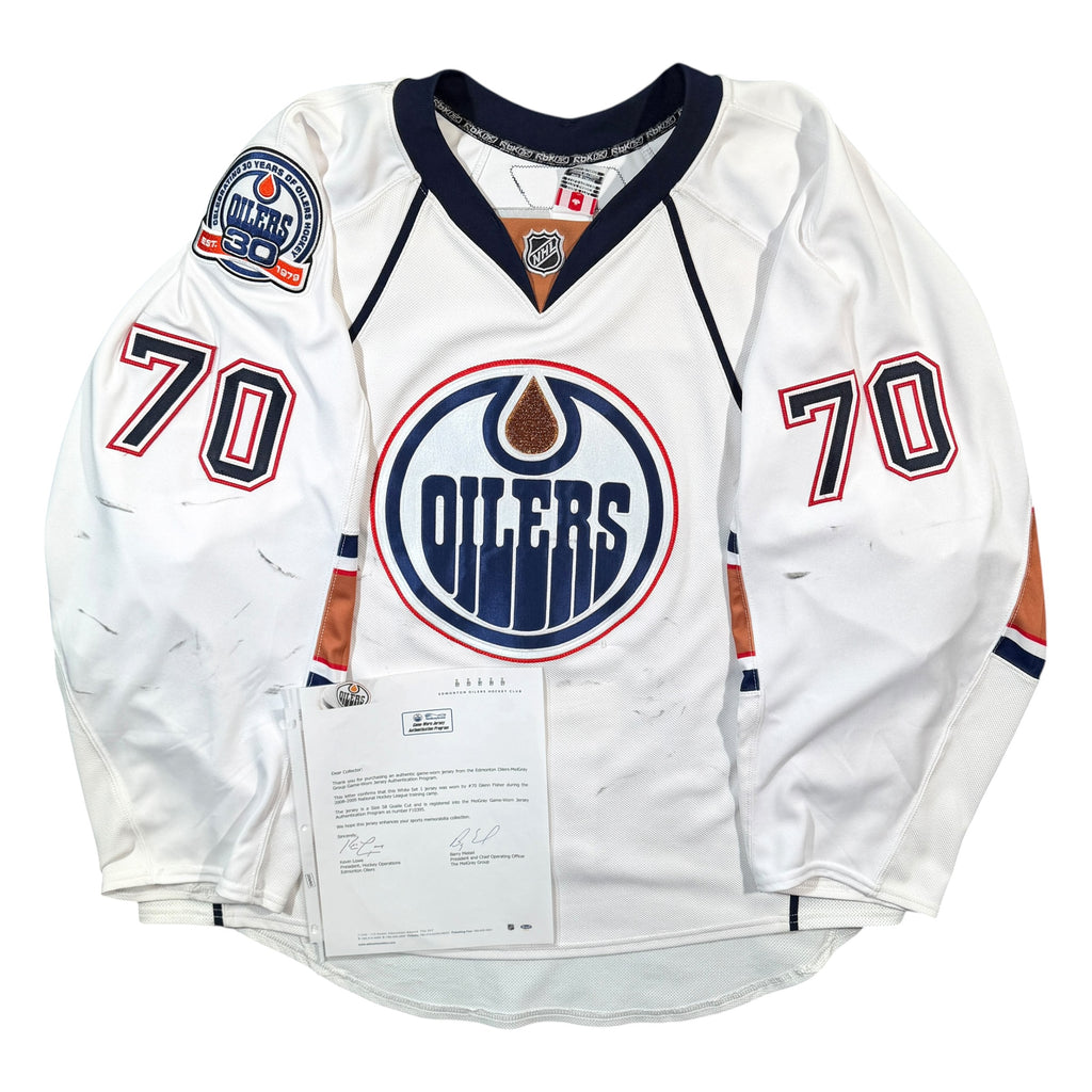 Glenn Fisher Edmonton Oilers 2008/09 Pre Season Game Worn Reebok NHL Jersey