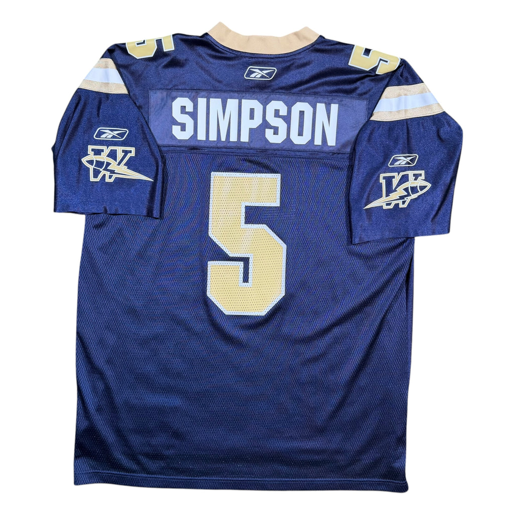 Barrin Simpson Winnipeg Blue Bombers Vintage Reebok CFL Jersey - XL