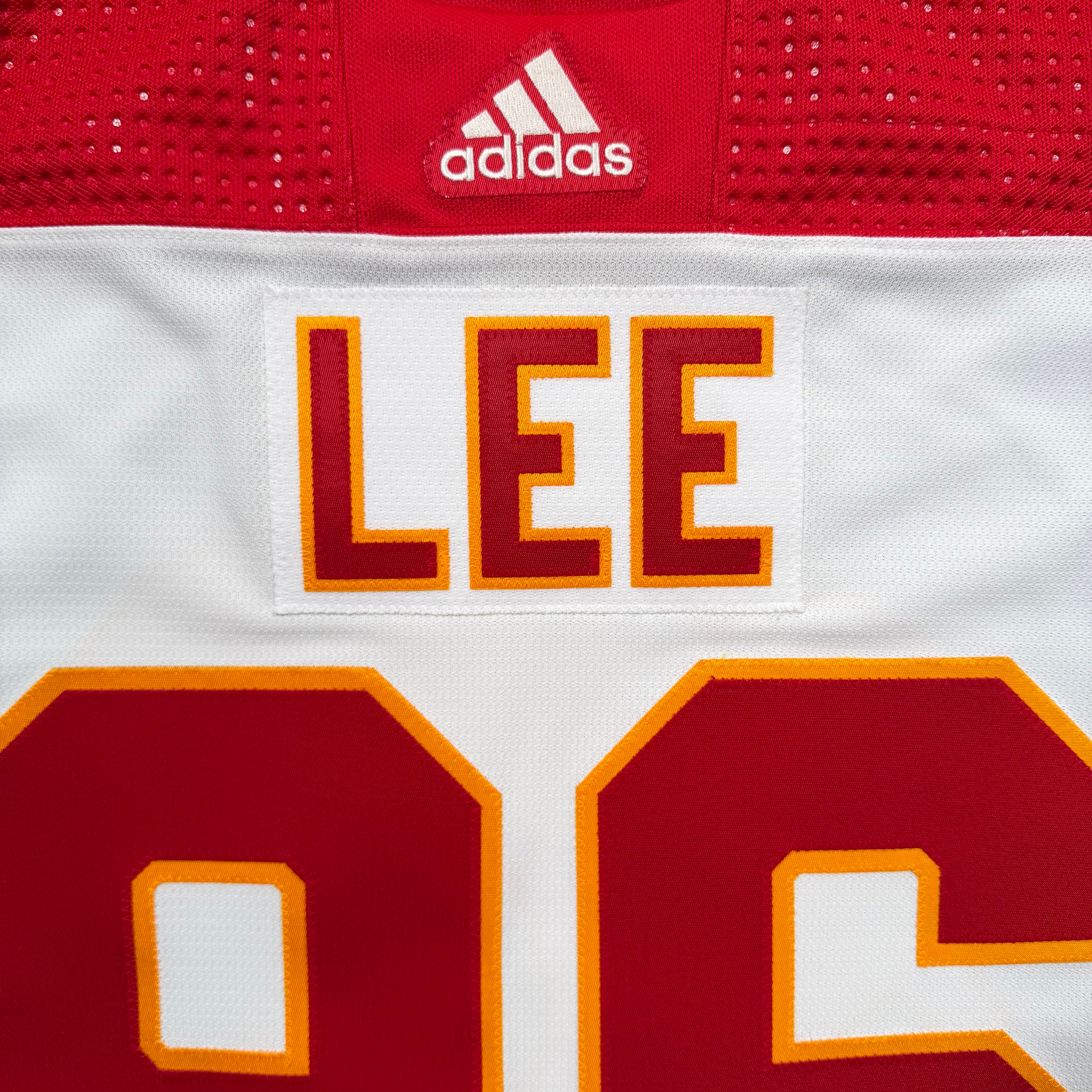 Jake Lee Calgary Flames Team Issued Adidas MIC NHL Jersey - 56/XXL