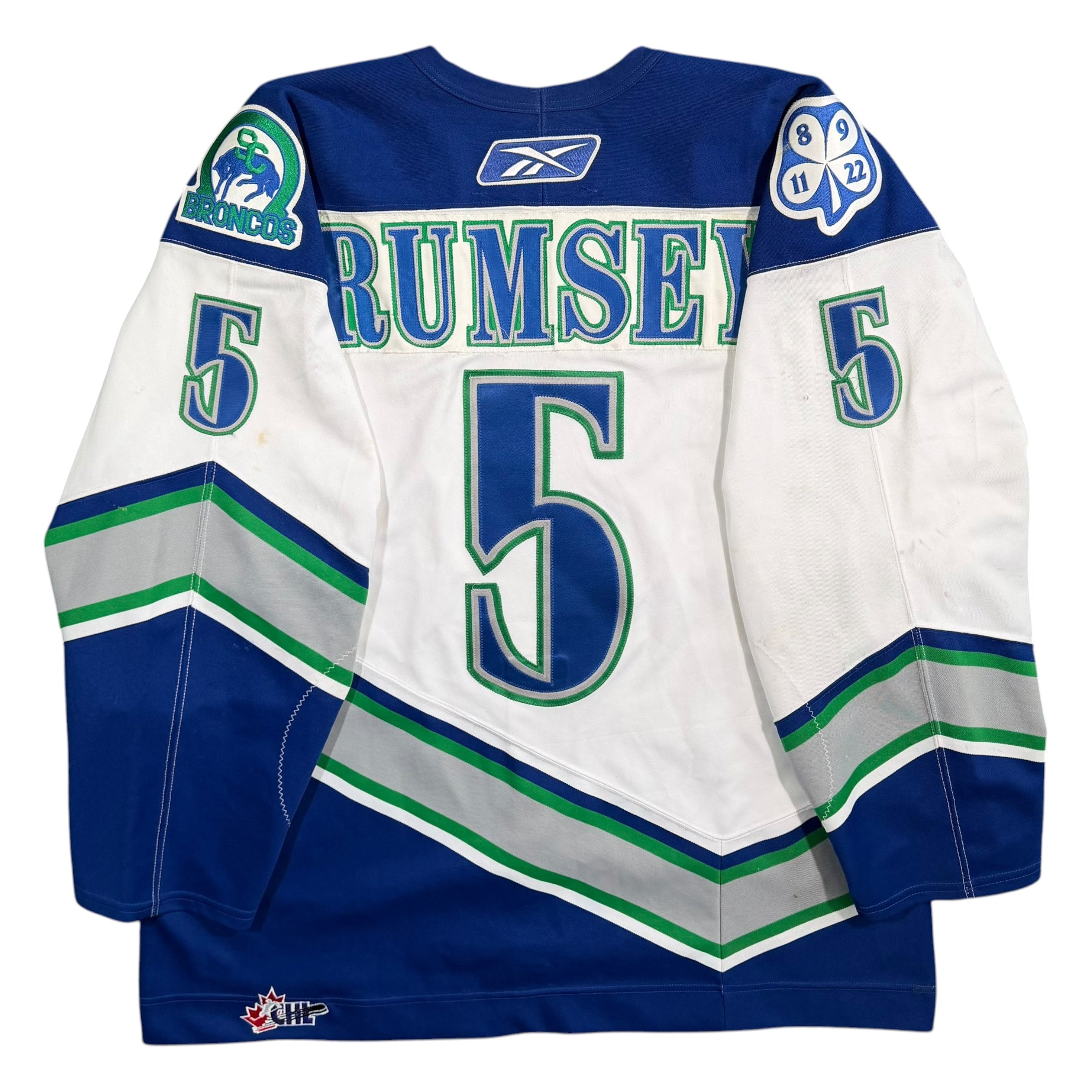Myles Rumsey Swift Current Broncos Game Worn Reebok WHL Jersey
