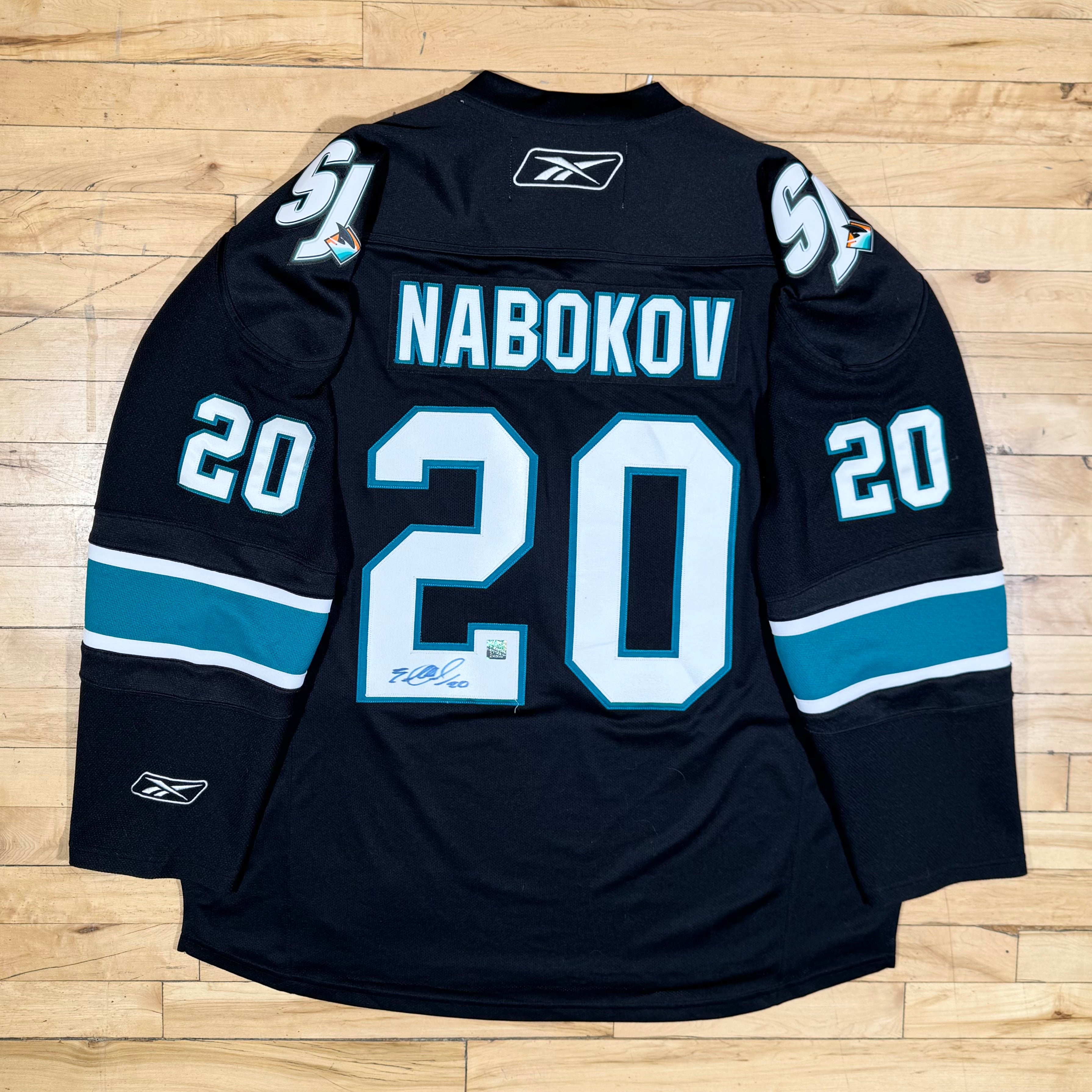 Evgeni Nabokov San Jose Sharks Vintage Signed Reebok NHL Hockey Jersey Size XXL