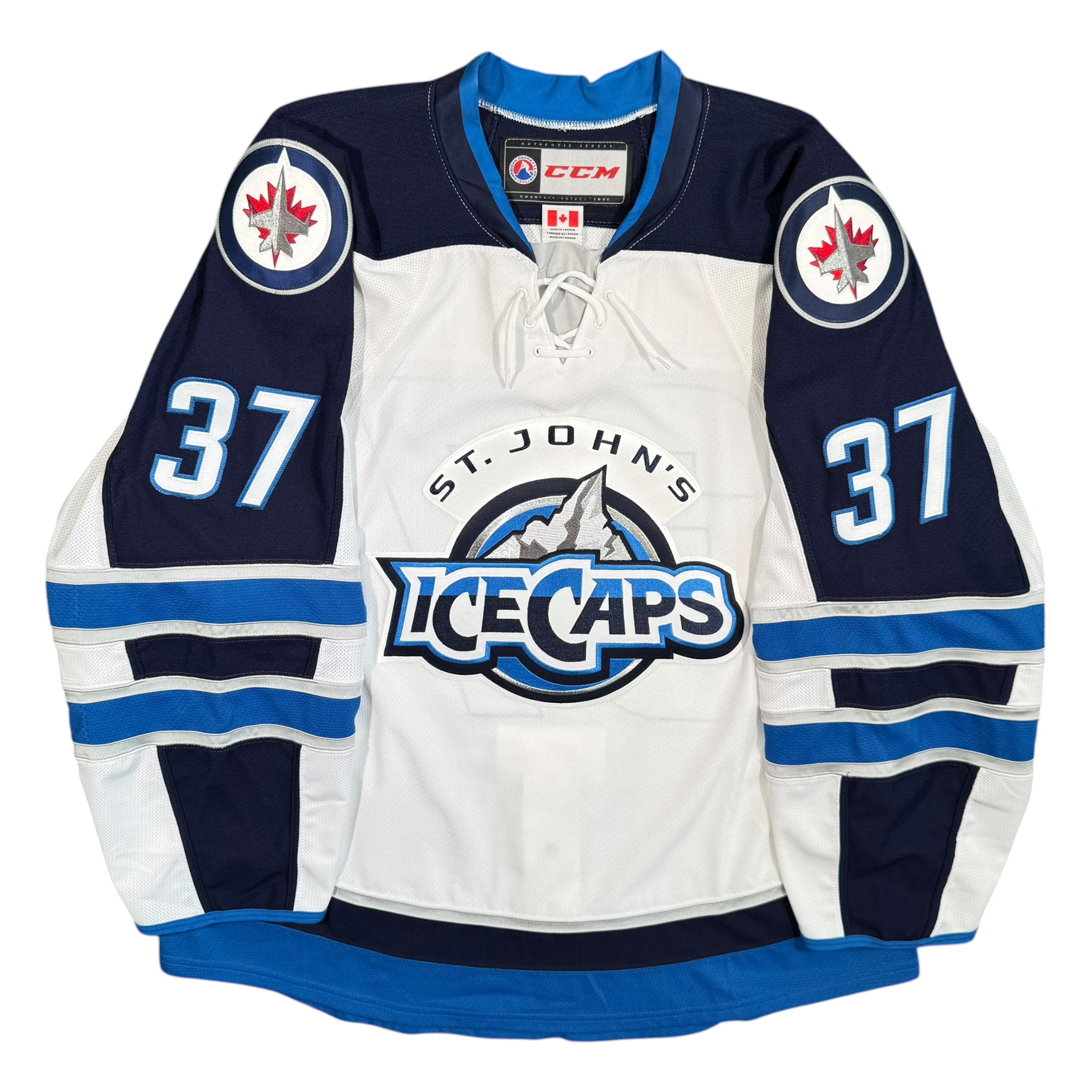 Connor Hellebuyck St. John’s IceCaps Team Issued MIC AHL CCM Jersey - 58