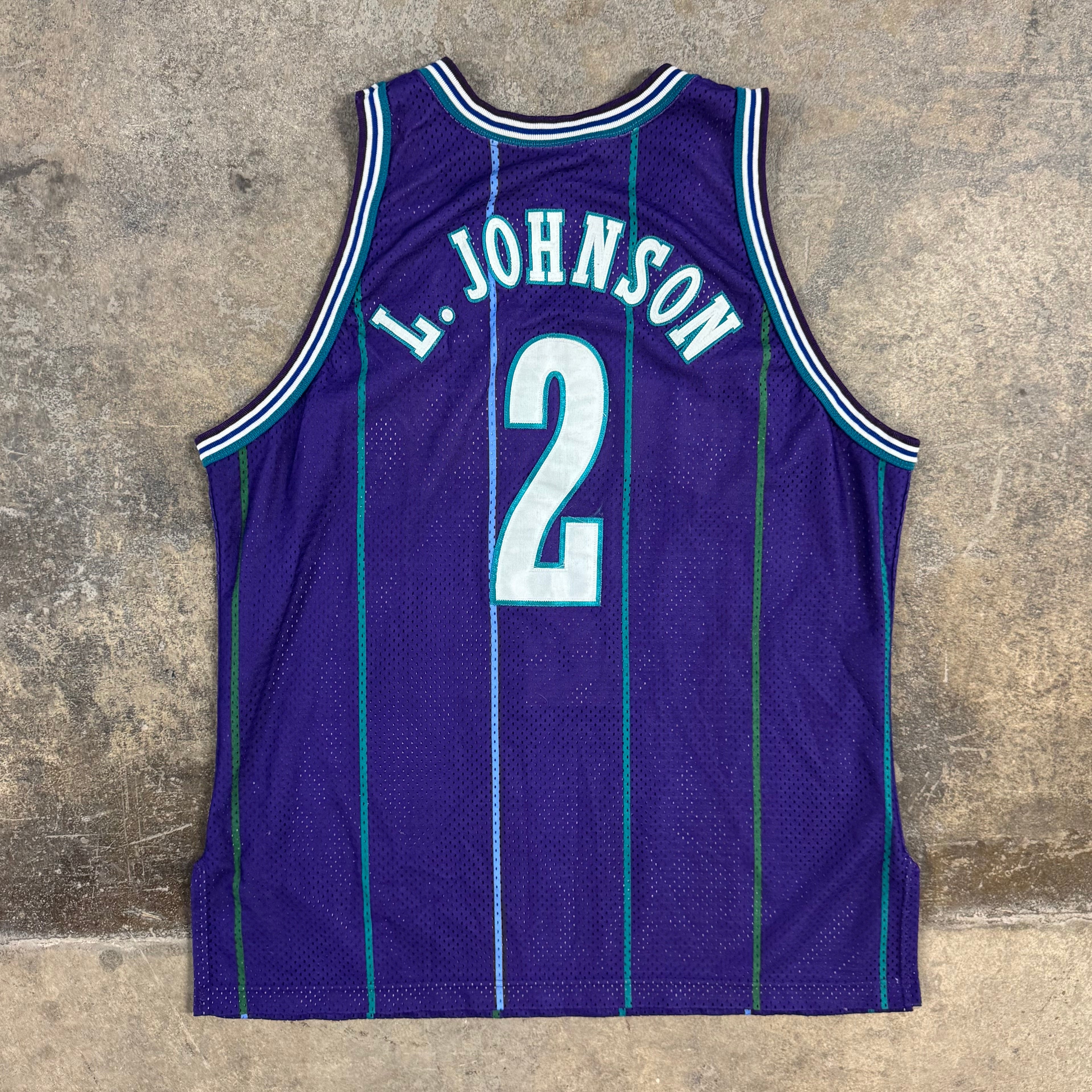 Larry Johnson Charlotte Hornets Vintage Champion Authentic NBA Jersey Size 48 XL