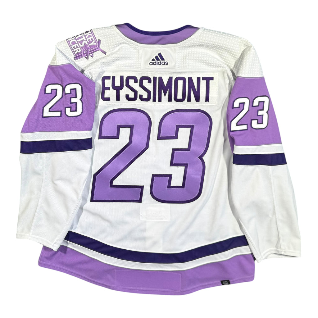 Michael Eyssimont Winnipeg Jets Hockey Fights Cancer 2022 NHL MIC Game/Warm Up Worn Jersey