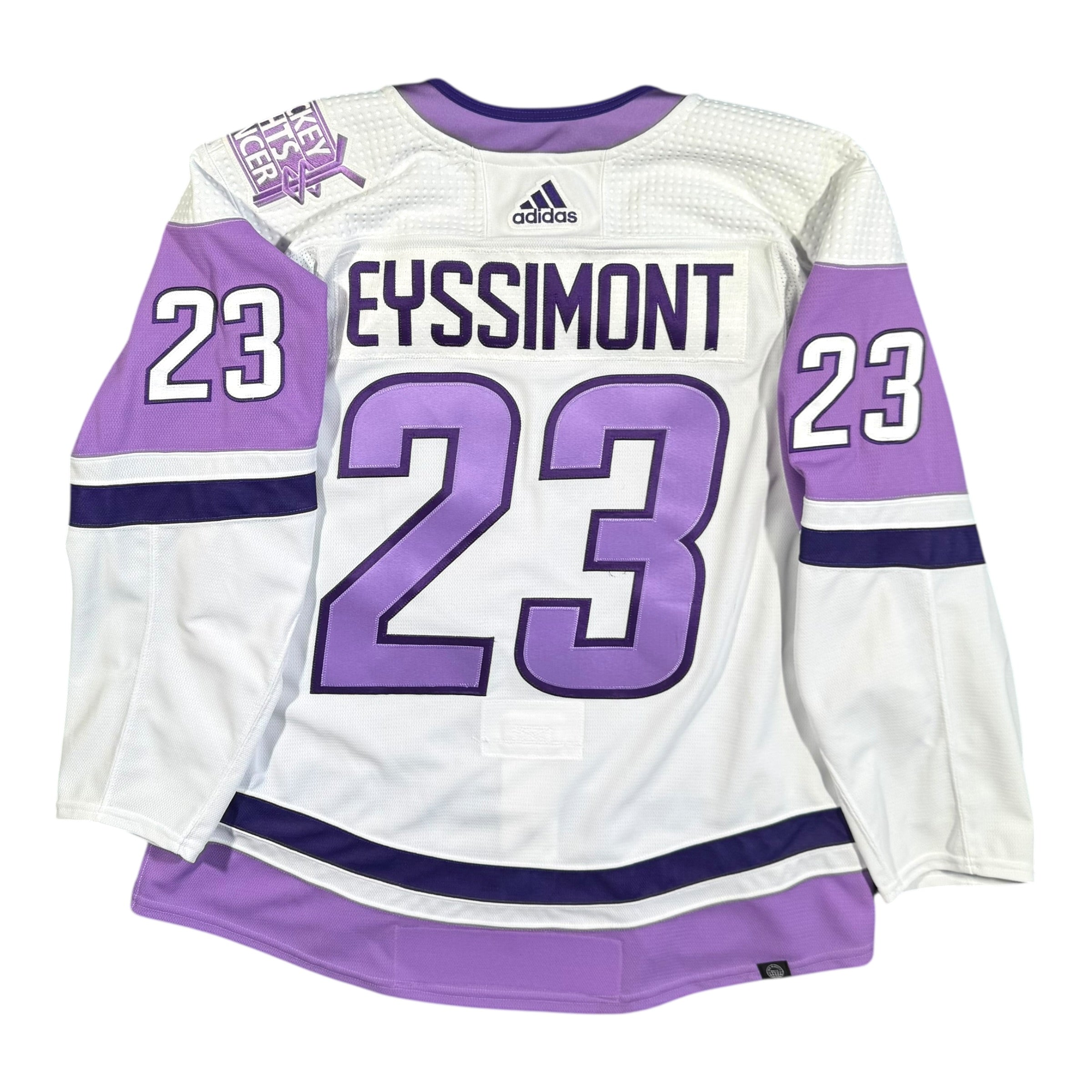 Michael Eyssimont Winnipeg Jets Hockey Fights Cancer 2022 NHL MIC Game/Warm Up Worn Jersey