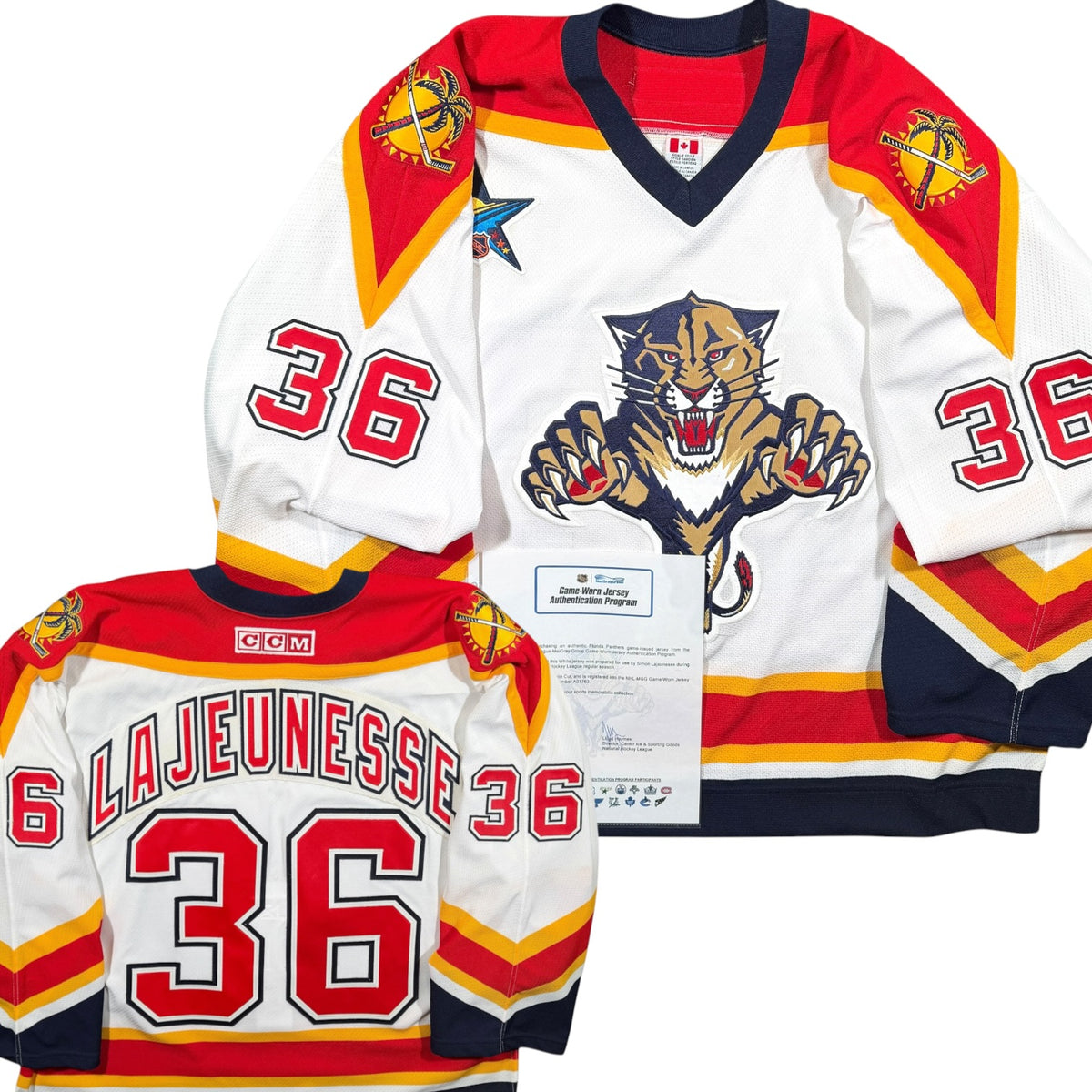 Simon Lajeunesse Florida Panthers 2002/03 Game Issued CCM NHL Jersey COA
