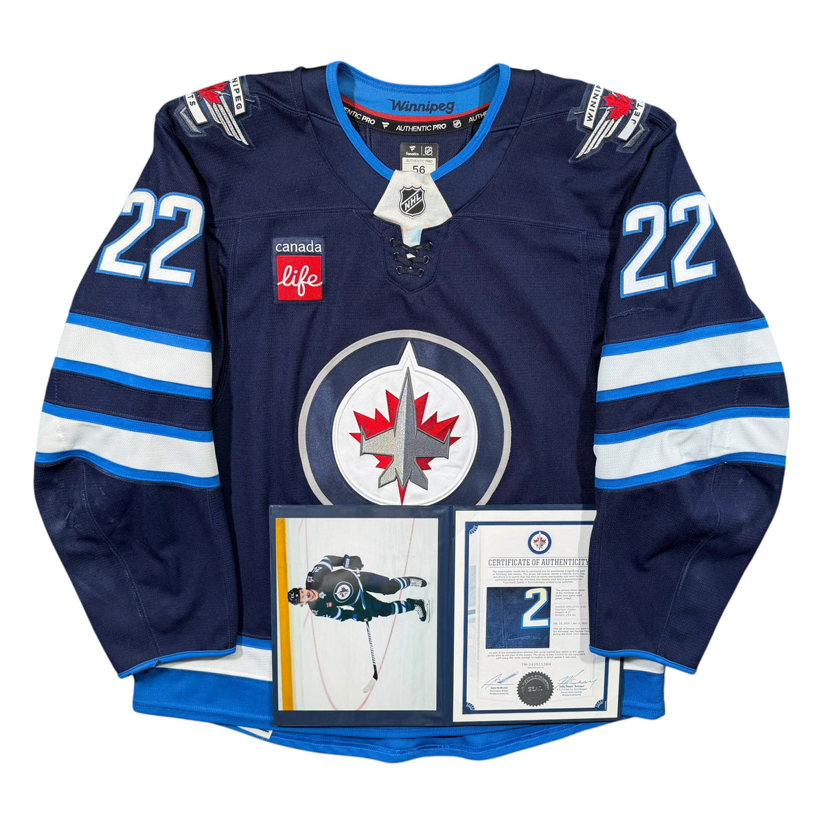 Mason Appleton Winnipeg Jets 2024/25 Game Worn Fanatics NHL Jersey COA
