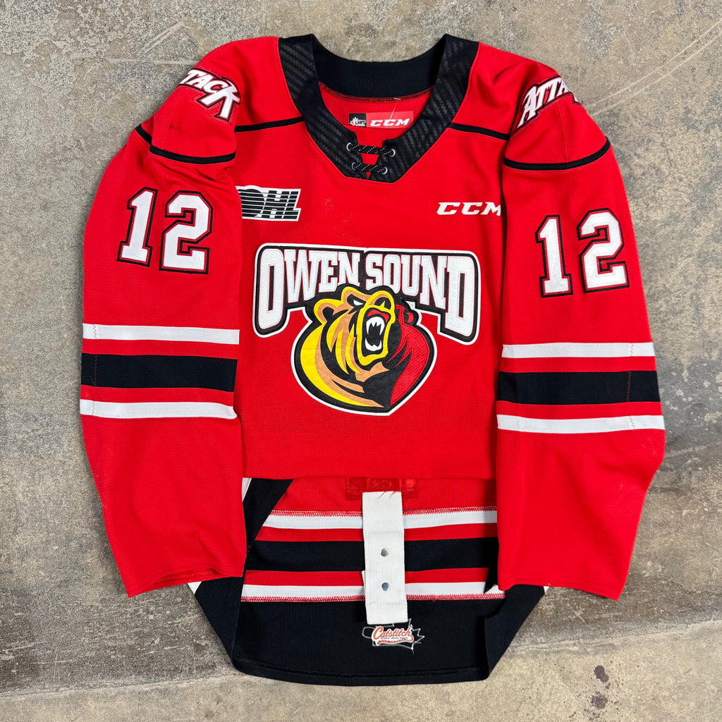 William Portokalis Owen Sound Attack 2021-22 Game Worn OHL CCM Hockey Jersey COA