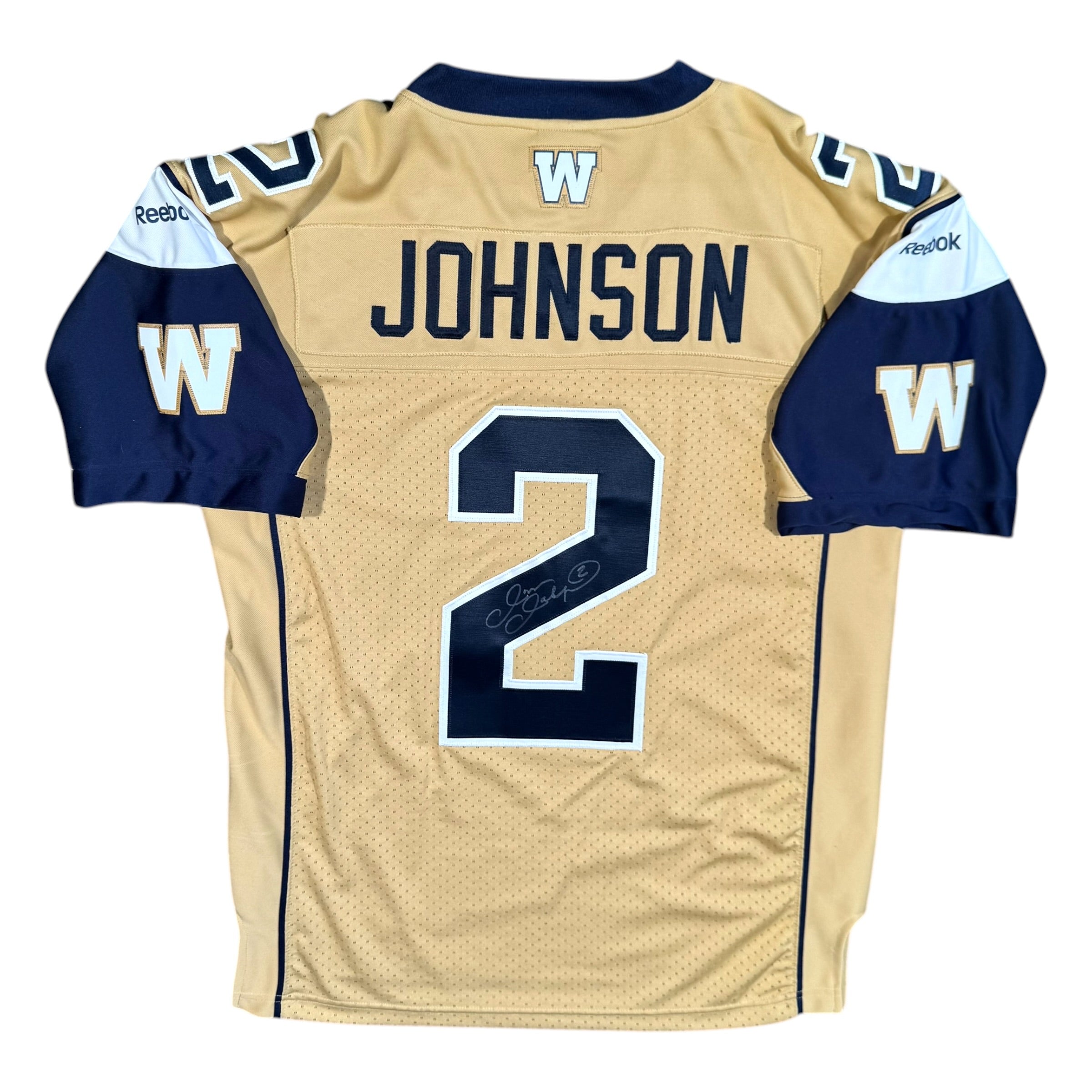 Jovon Johnson Winnipeg Blue Bombers Signed Reebok CFL Jersey Size Large