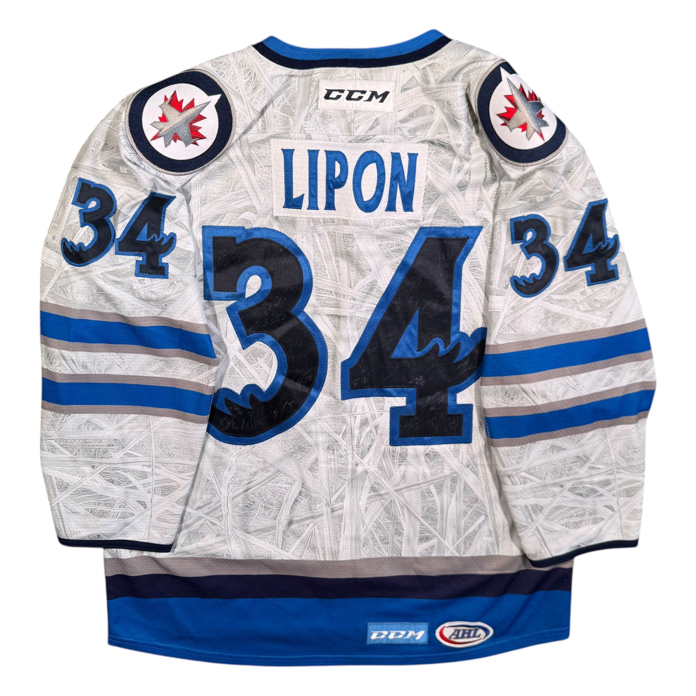 JC Lipon Manitoba Moose Wilderness Camo MIC AHL Hockey Jersey Size 52