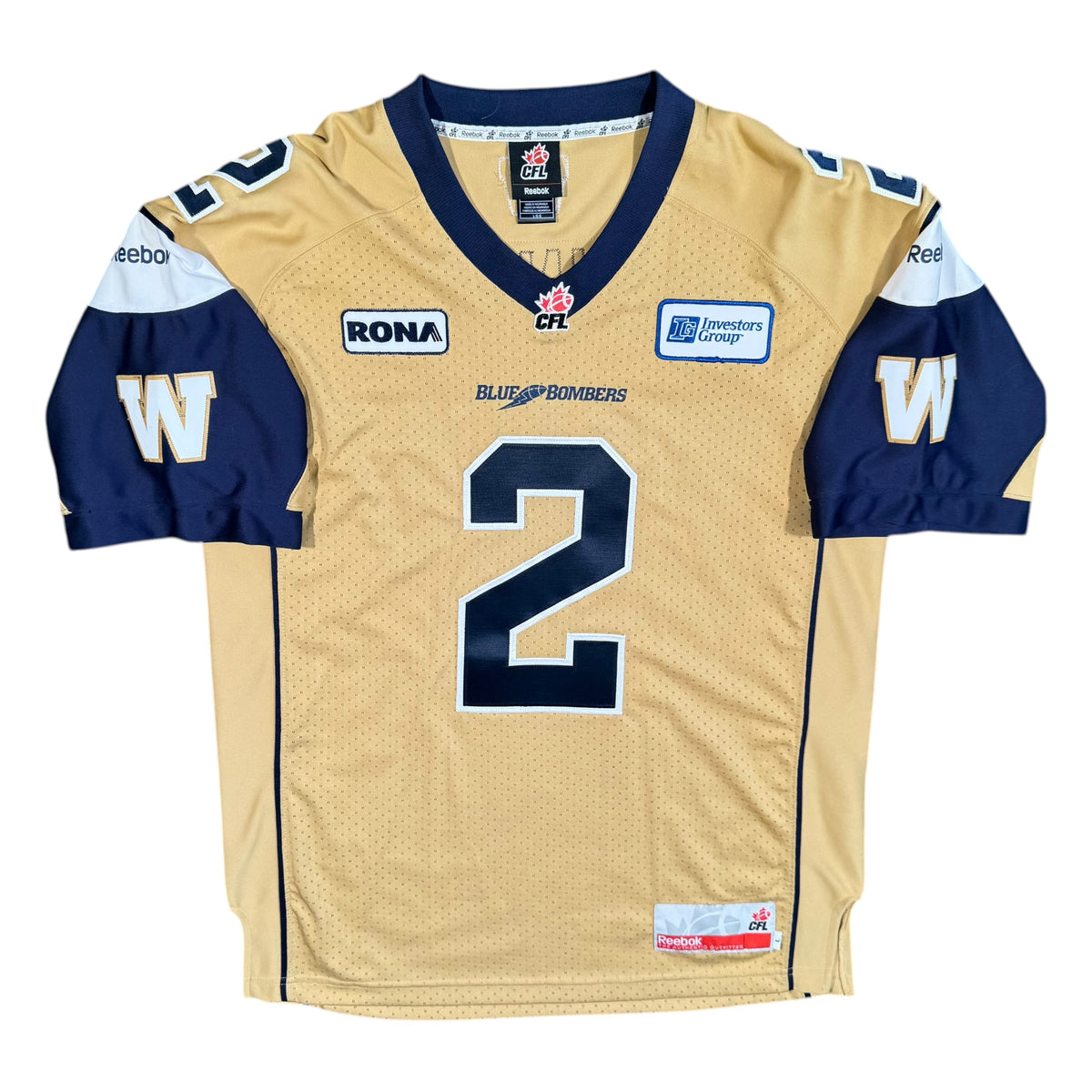 Jovon Johnson Winnipeg Blue Bombers Signed Reebok CFL Jersey Size Large