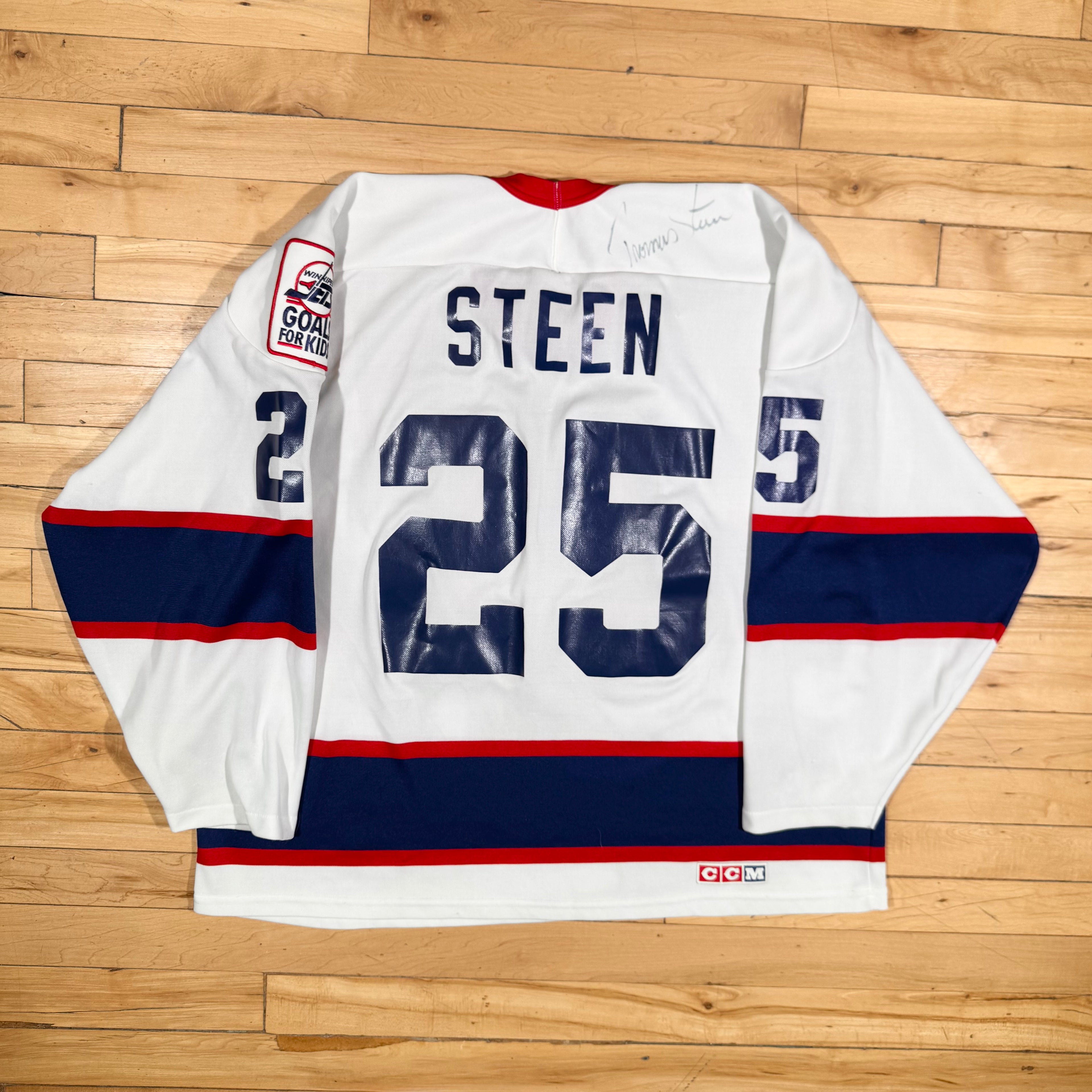 Thomas Steen Winnipeg Jets Signed CCM NHL Hockey Jersey Size XL