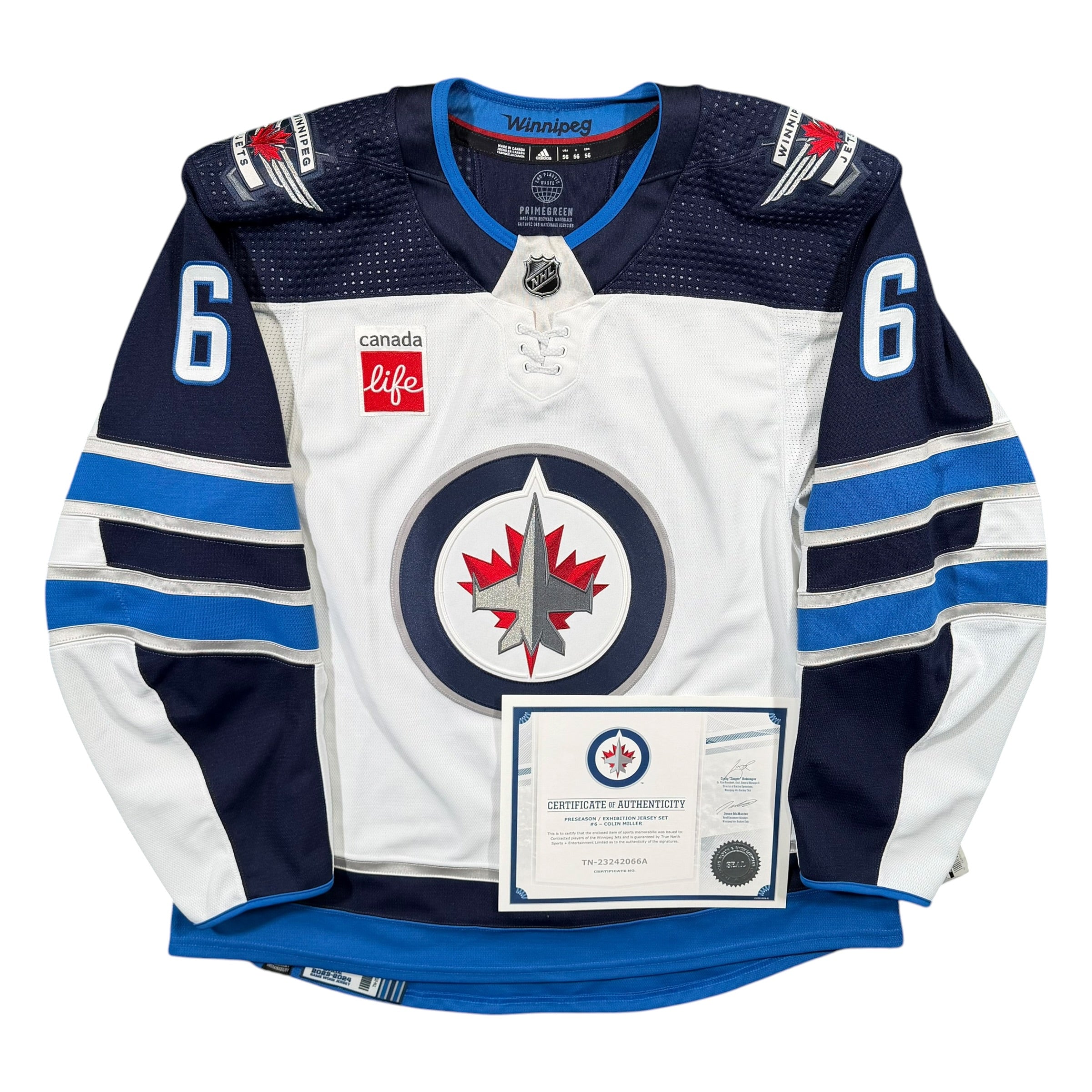 Colin Miller Winnipeg Jets 2023/24 Game Issued Adidas MIC NHL Jersey - 56/XXL