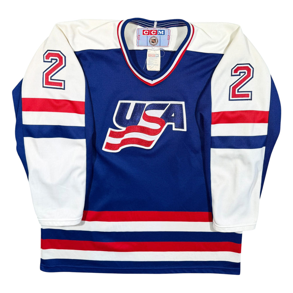 Brian Leetch 1988 Team USA Vintage CCM Olympic Hockey Jersey - Large