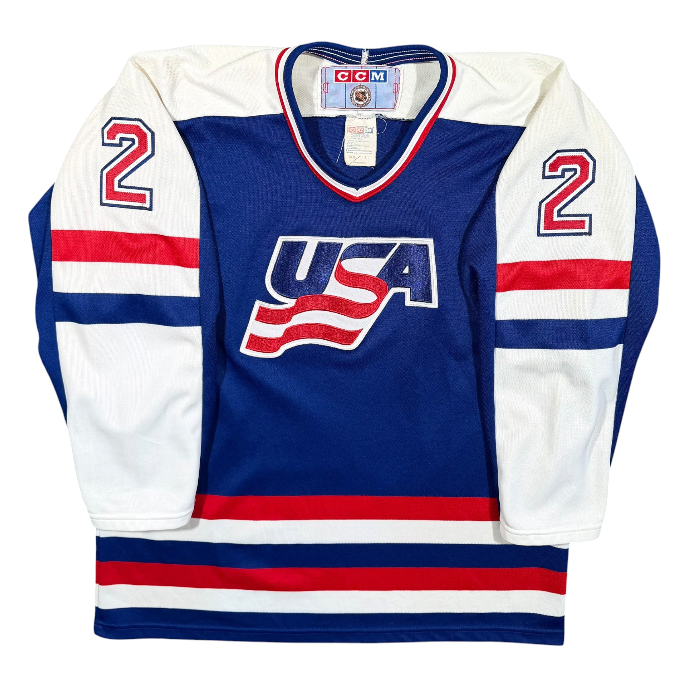 Brian Leetch 1988 Team USA Vintage CCM Olympic Hockey Jersey - Large