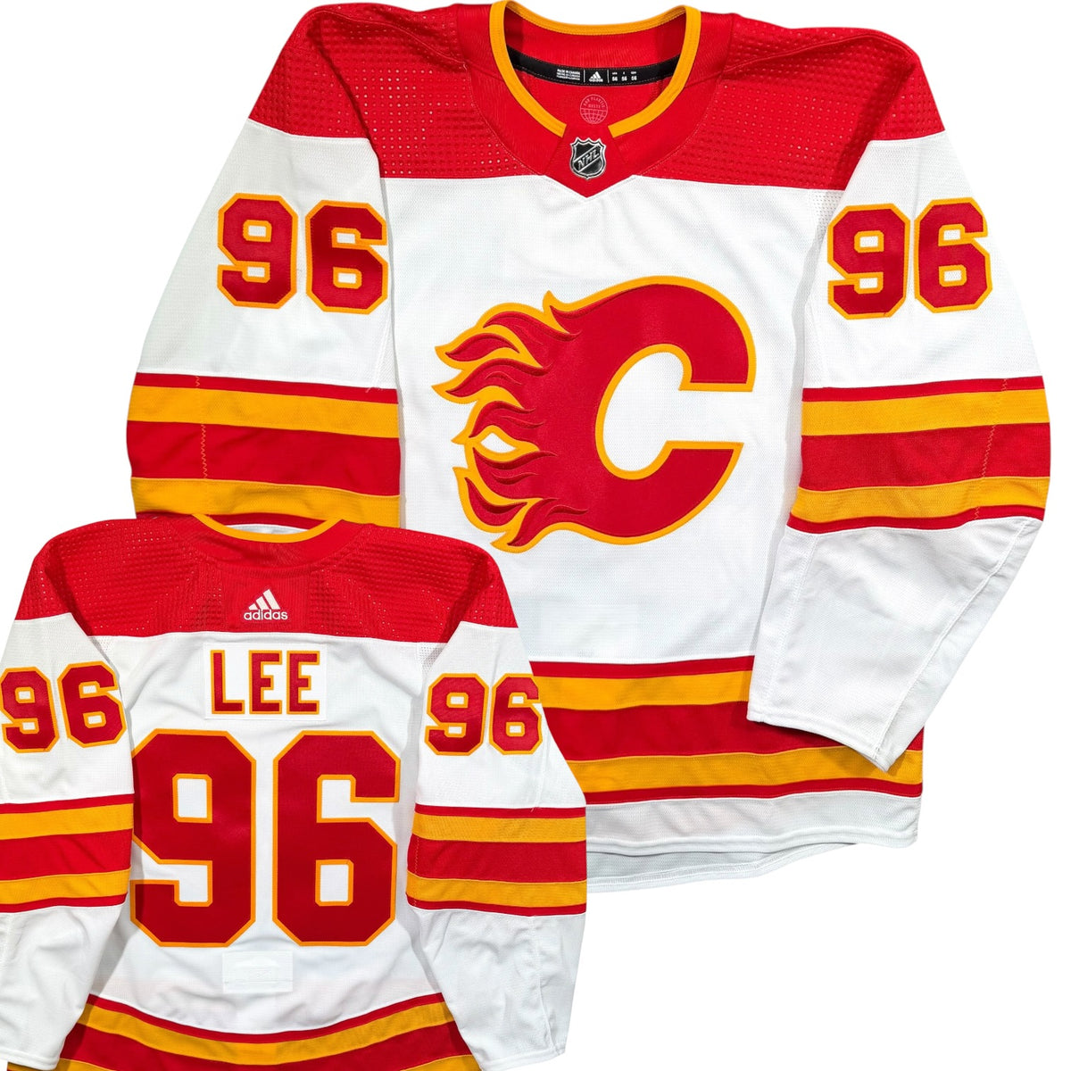 Jake Lee Calgary Flames Team Issued Adidas MIC NHL Jersey - 56/XXL