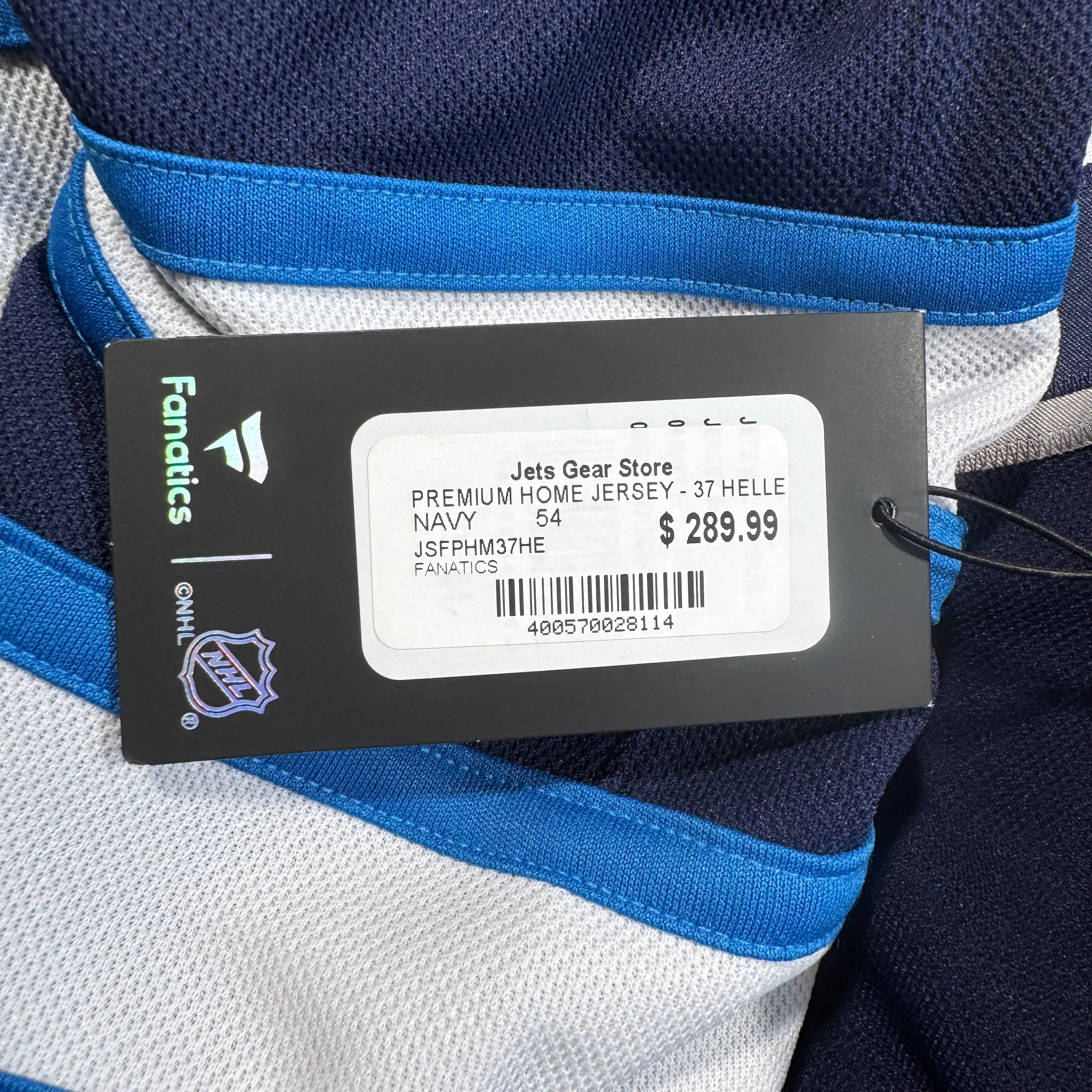 Connor Hellebuyck Winnipeg Jets Fanatics NHL Hockey Jersey Size 54 NEW