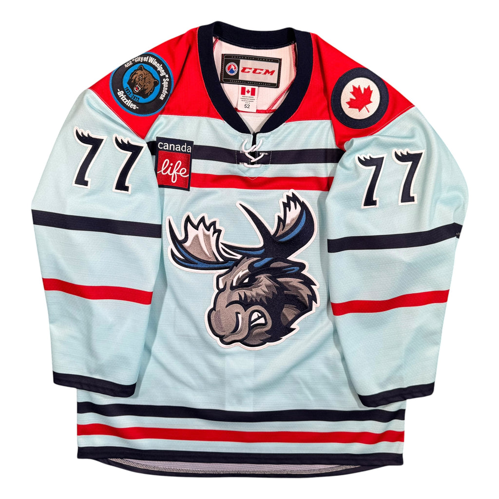 Manitoba Moose #77 Military Appreciation Authentic MIC AHL Jersey Size 52