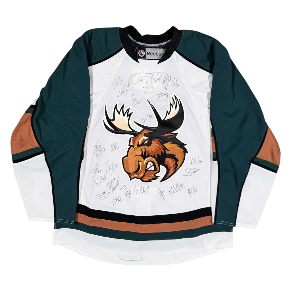 Manitoba Moose Team Issued Signed AHL MIC Hockey Jersey Size 54