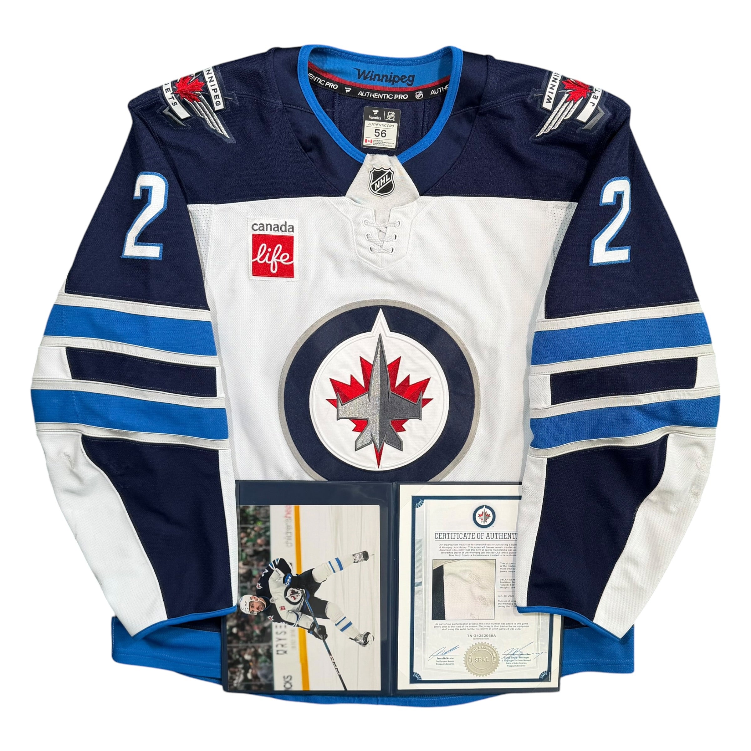 Dylan DeMelo Winnipeg Jets 2024/25 Game Worn Fanatics NHL Jersey COA