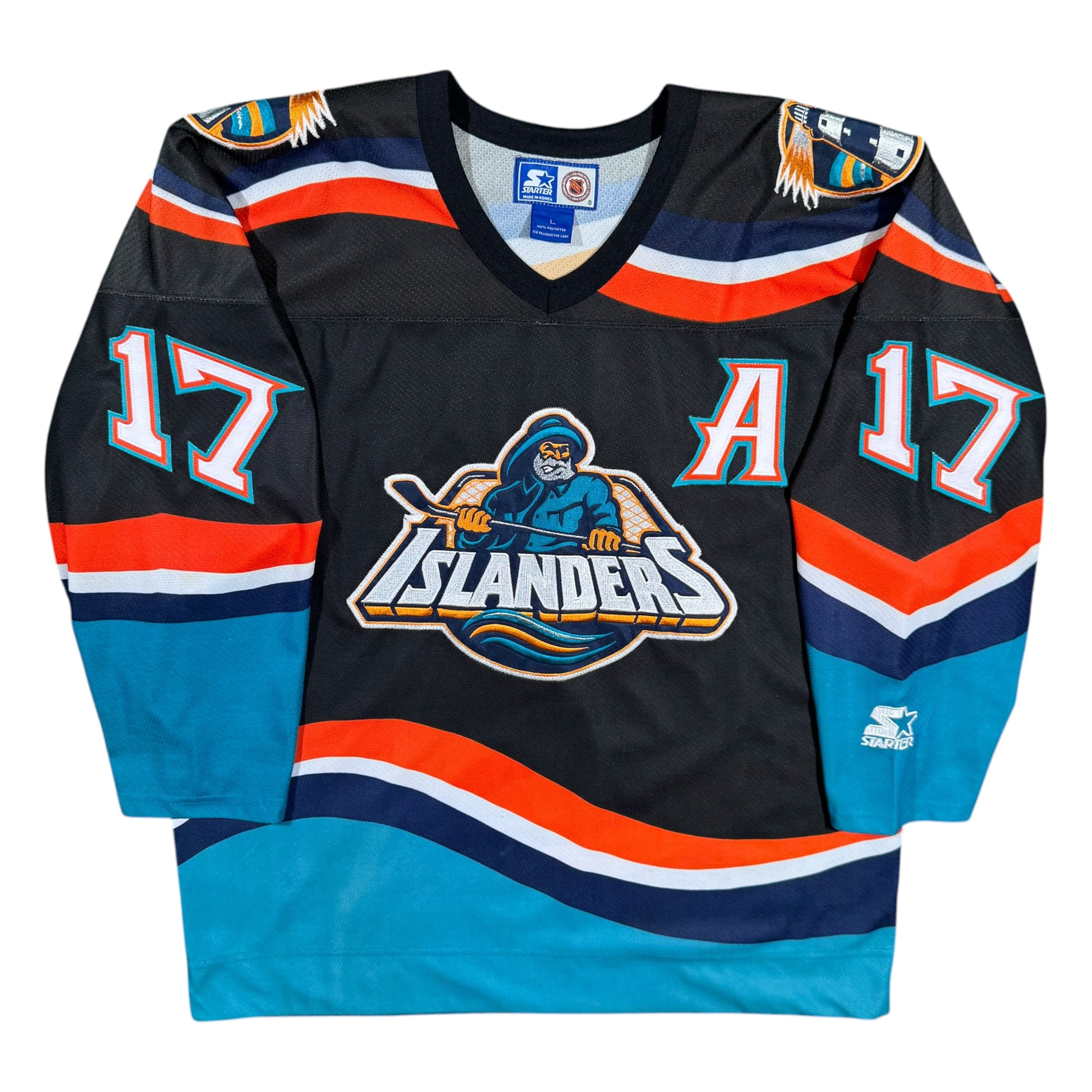 Wendel Clark New York Islanders Fisherman Vintage Starter Fashion NHL Jersey Size Large