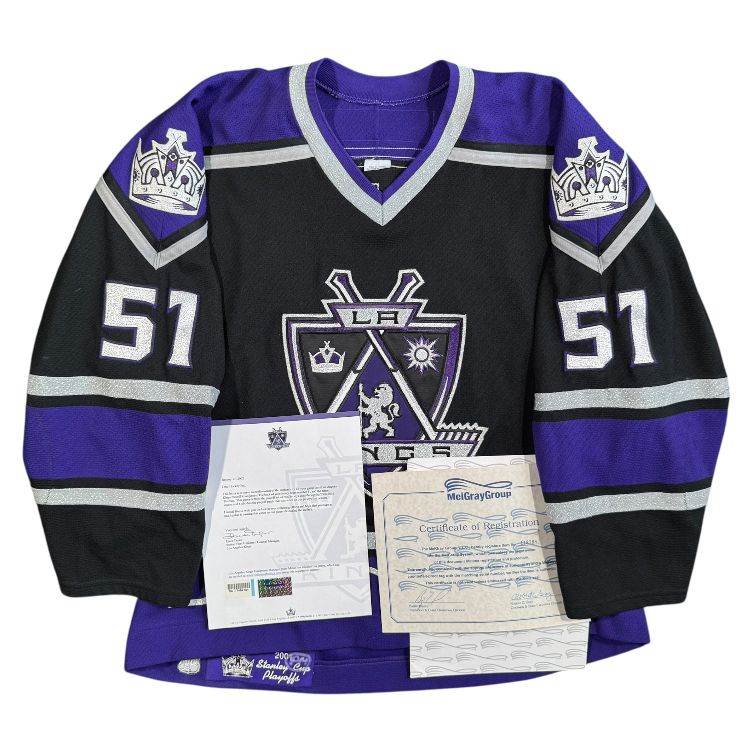 Scott Thomas Los Angeles Kings 2001 Playoff Game Worn NHL Koho Jersey COA