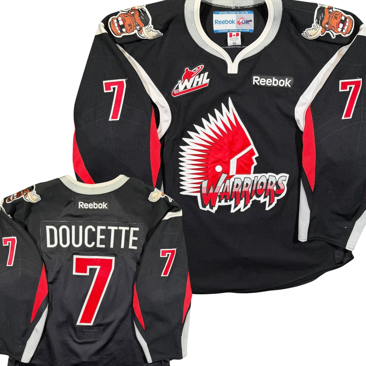 Braiden Doucette Moose Jaw Warriors Game Worn Reebok WHL Jersey - 56/XXL