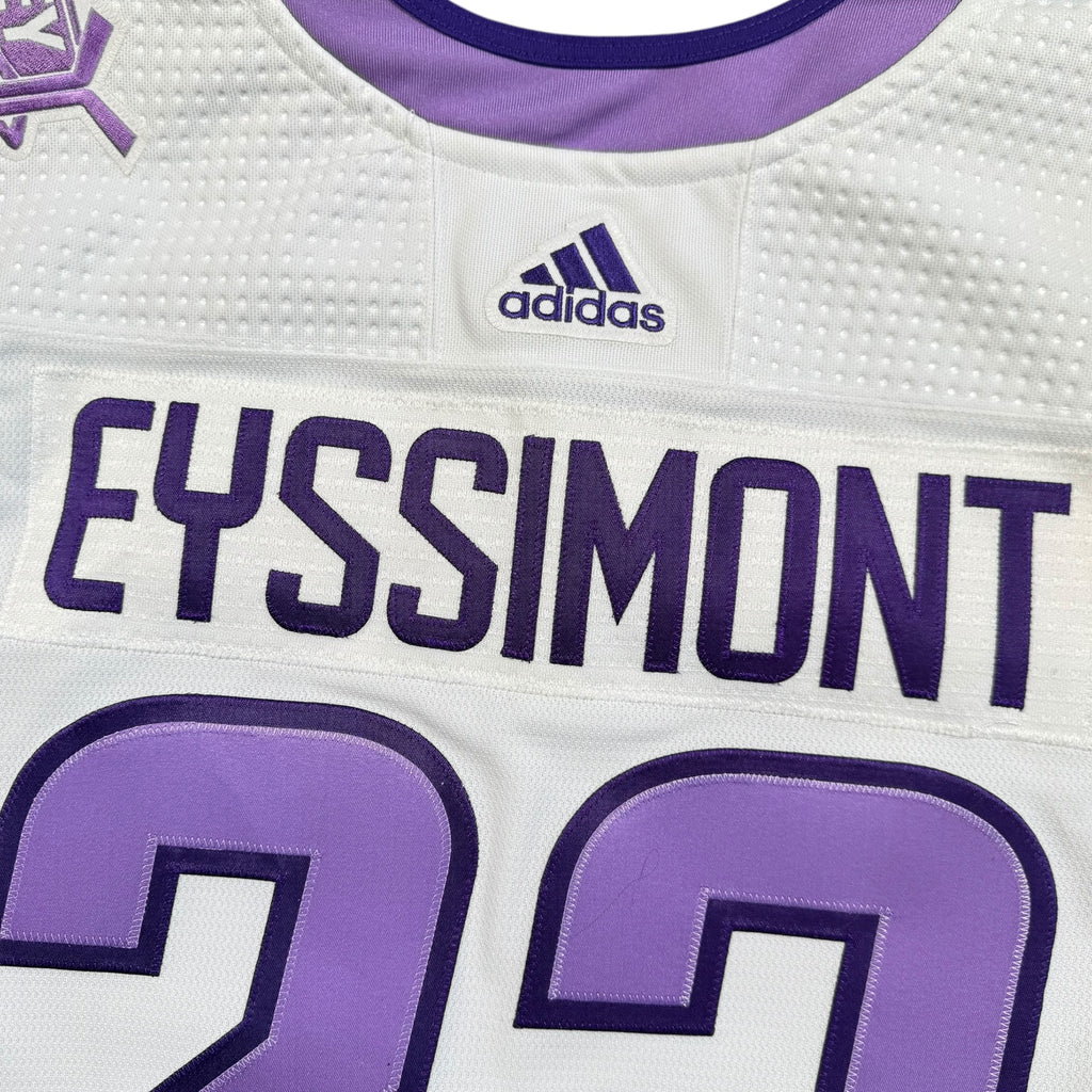 Michael Eyssimont Winnipeg Jets Hockey Fights Cancer 2022 NHL MIC Game/Warm Up Worn Jersey